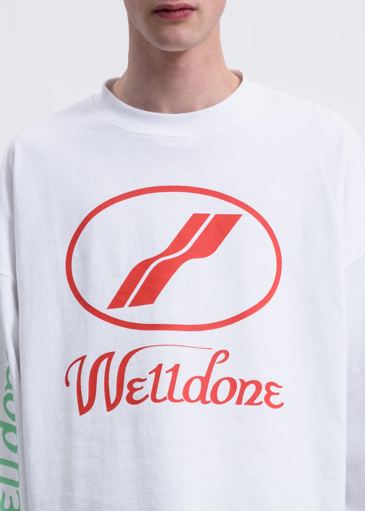 White WD Print Logo Long Sleeves - Image 3