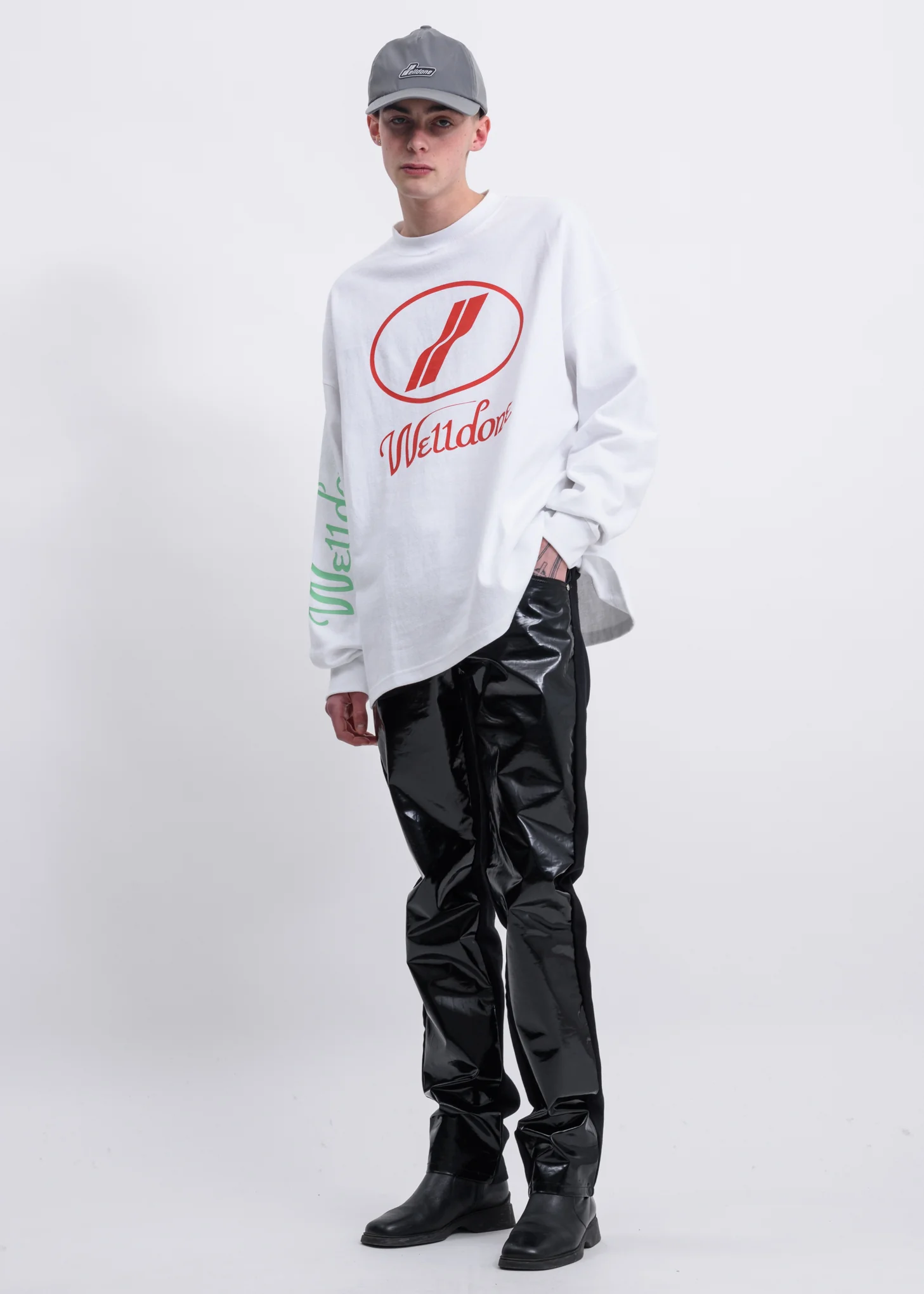 White WD Print Logo Long Sleeves - Image 5