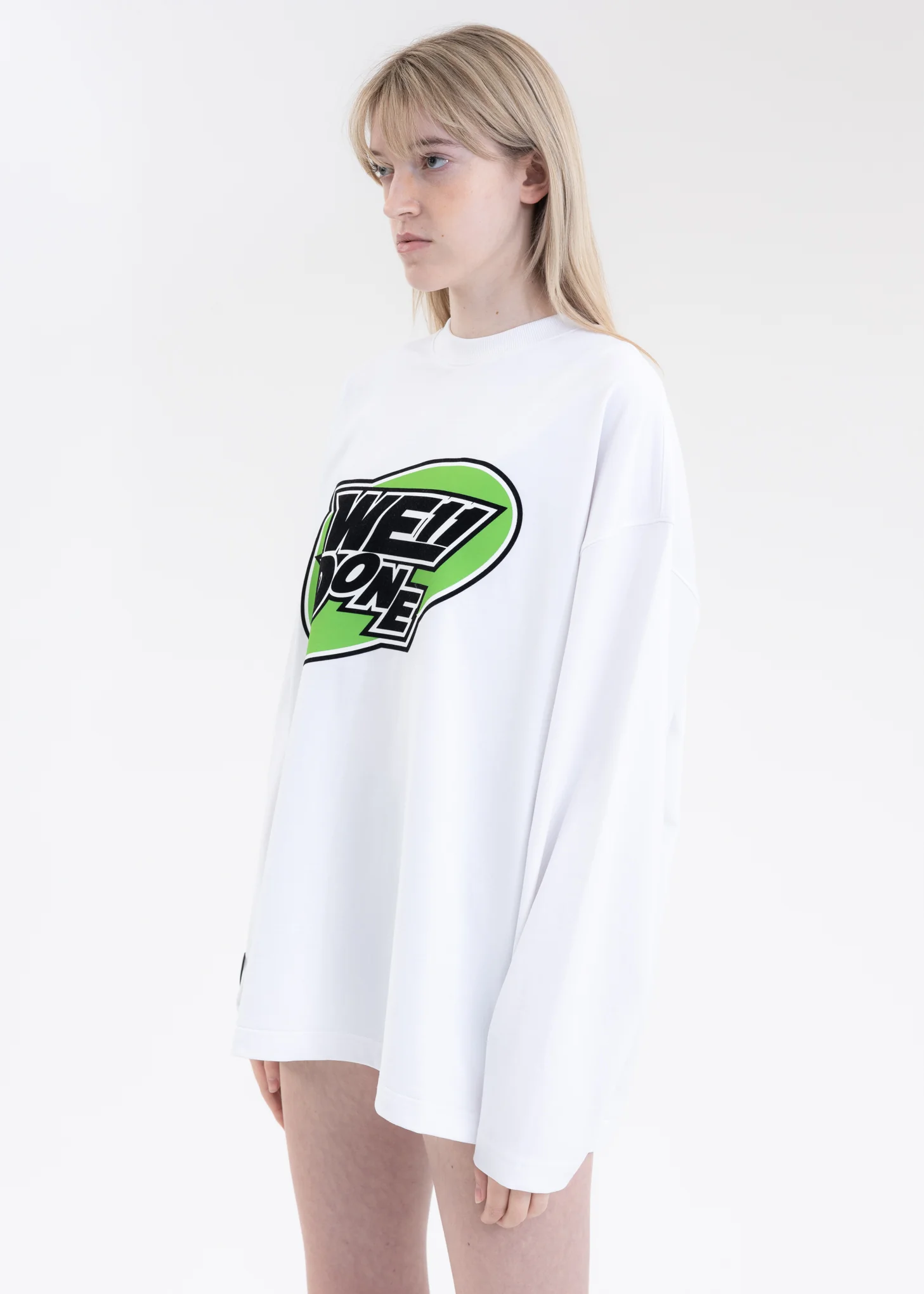 WHITE WE11DONE CIRCLE LOGO LONG-SLEEVED T-SHIRT - Image 3