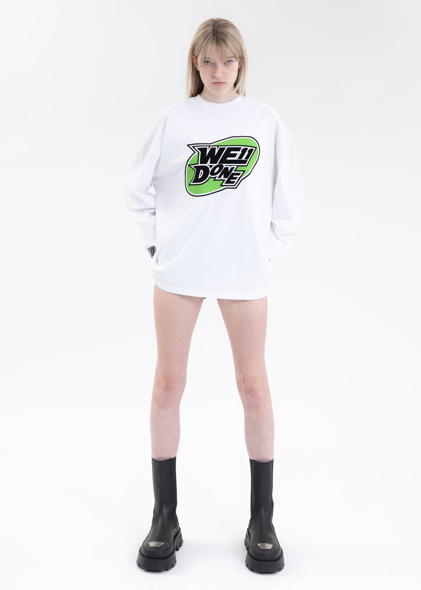 WHITE WE11DONE CIRCLE LOGO LONG-SLEEVED T-SHIRT - Image 5