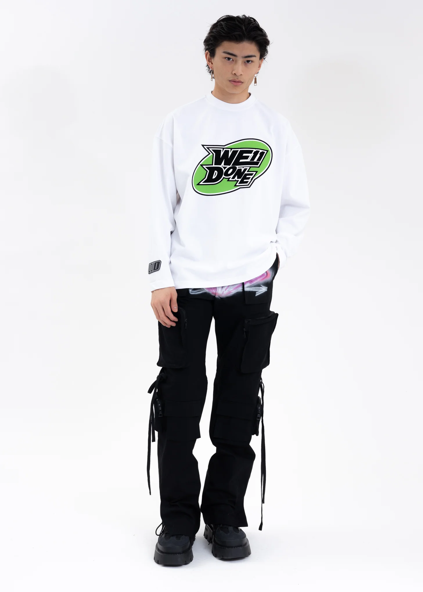 WHITE WE11DONE CIRCLE LOGO LONG-SLEEVED T-SHIRT - Image 6