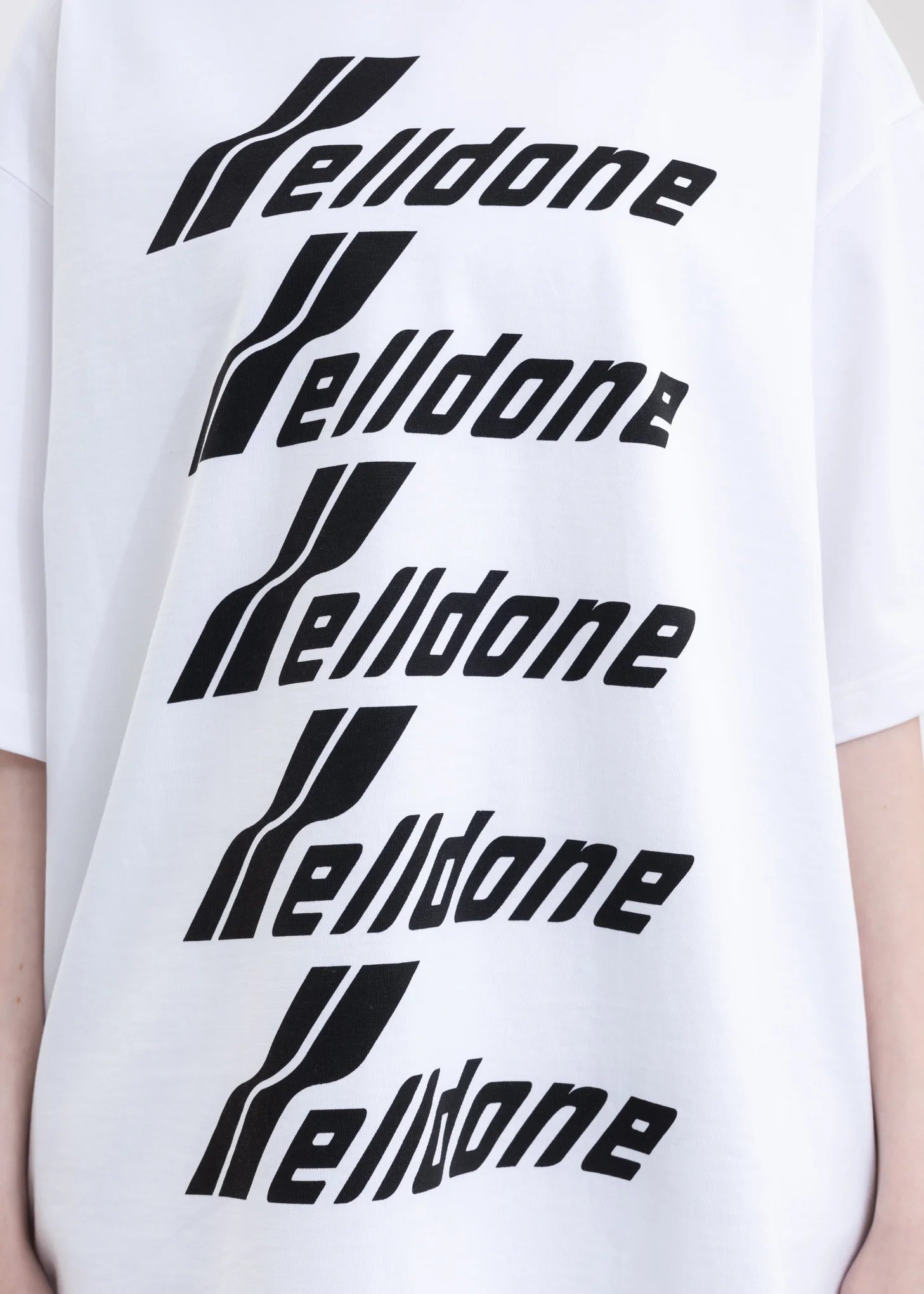 WHITE COTTON WELLDONE FRONT LOGO T-SHIRT - Image 3