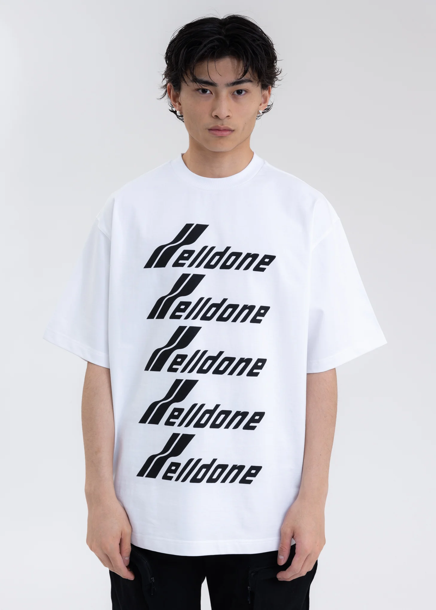 WHITE COTTON WELLDONE FRONT LOGO T-SHIRT