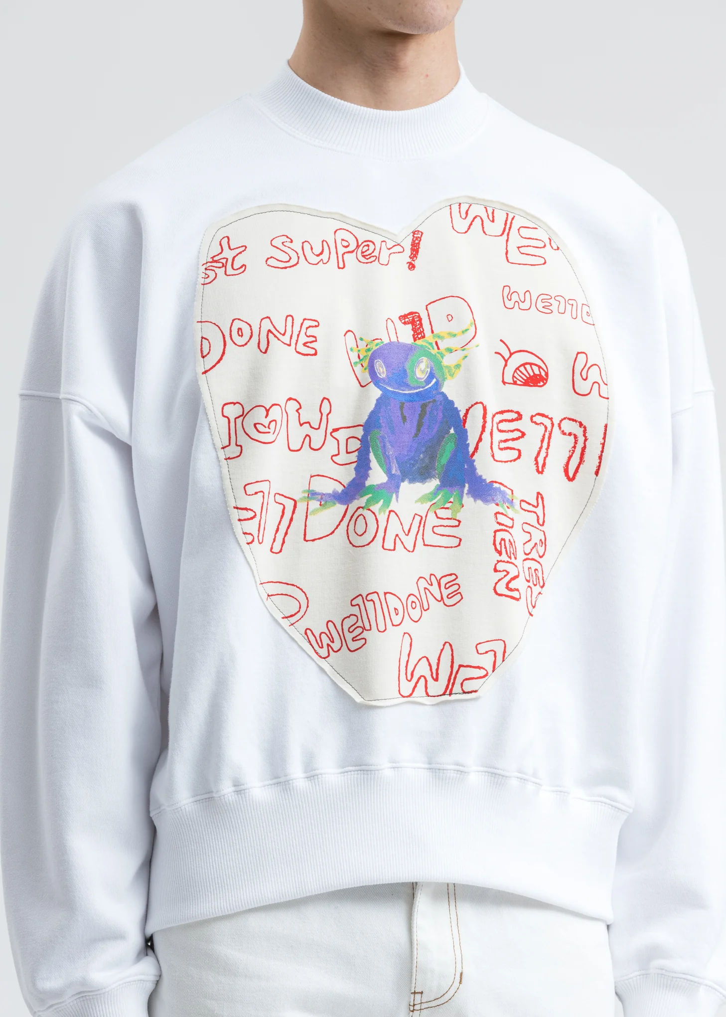 White We11done Graffiti Patch Sweatshirt - Image 5