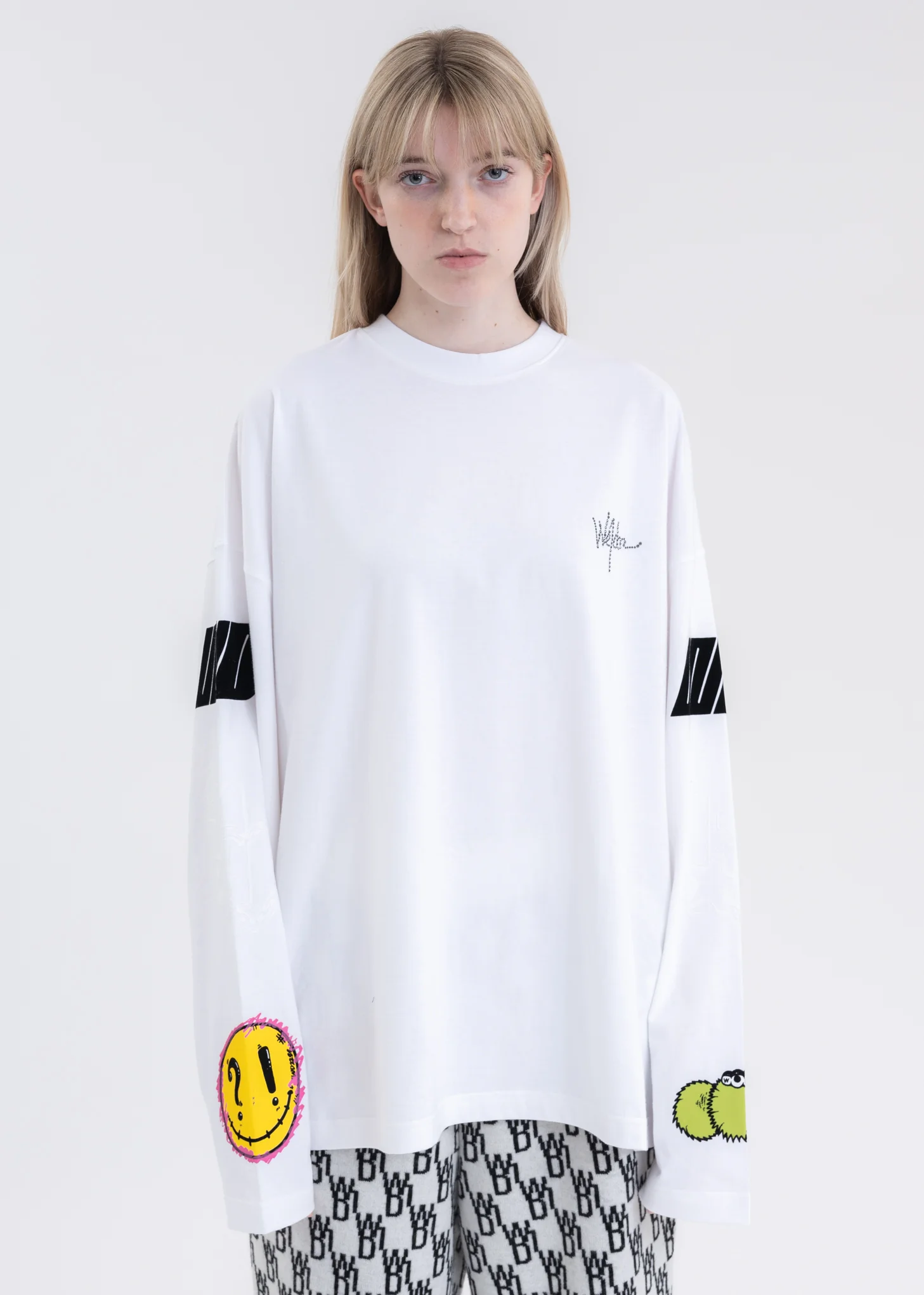 WHITE WE11DONE HEART LONG-SLEEVED T-SHIRT