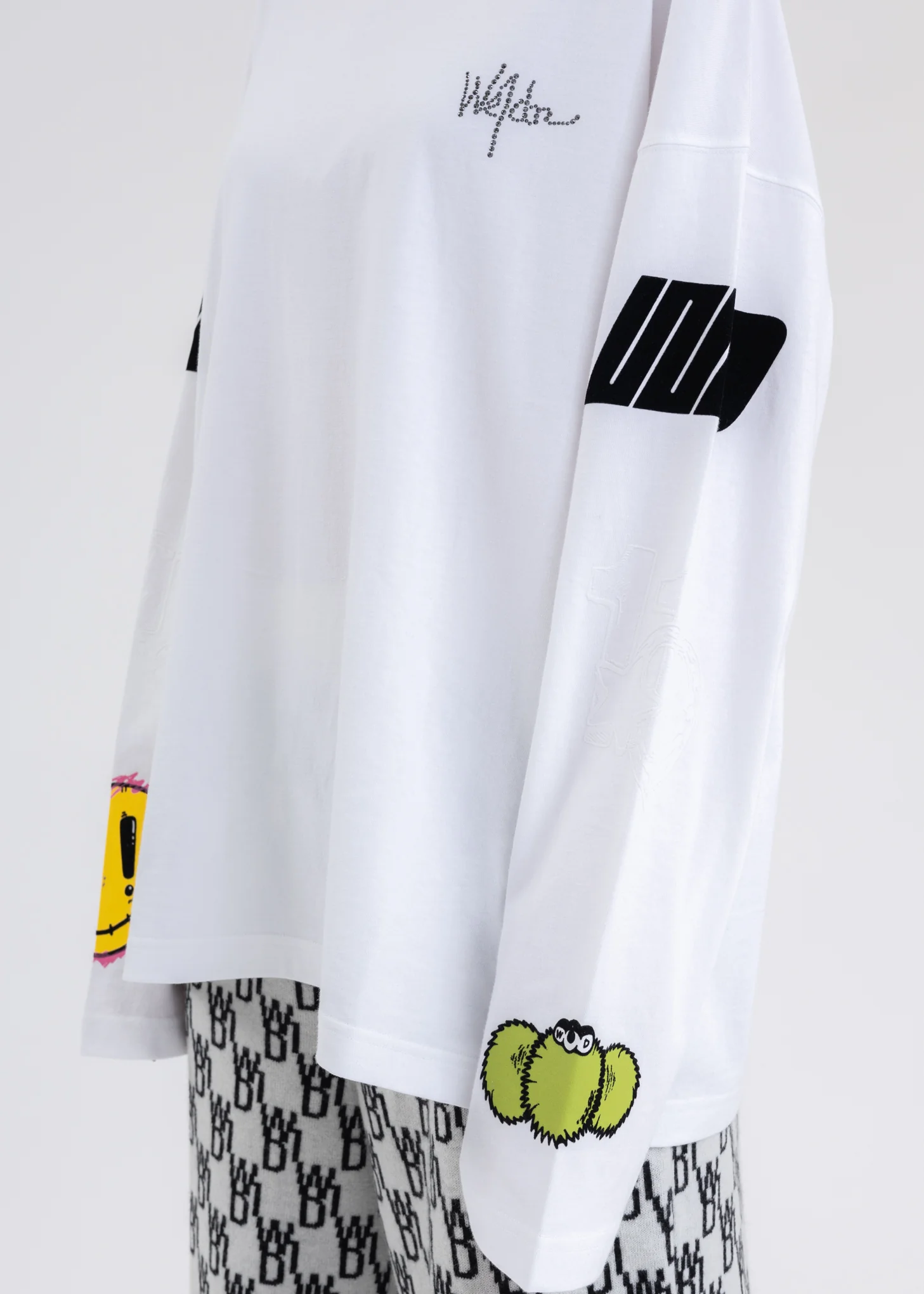 WHITE WE11DONE HEART LONG-SLEEVED T-SHIRT - Image 2