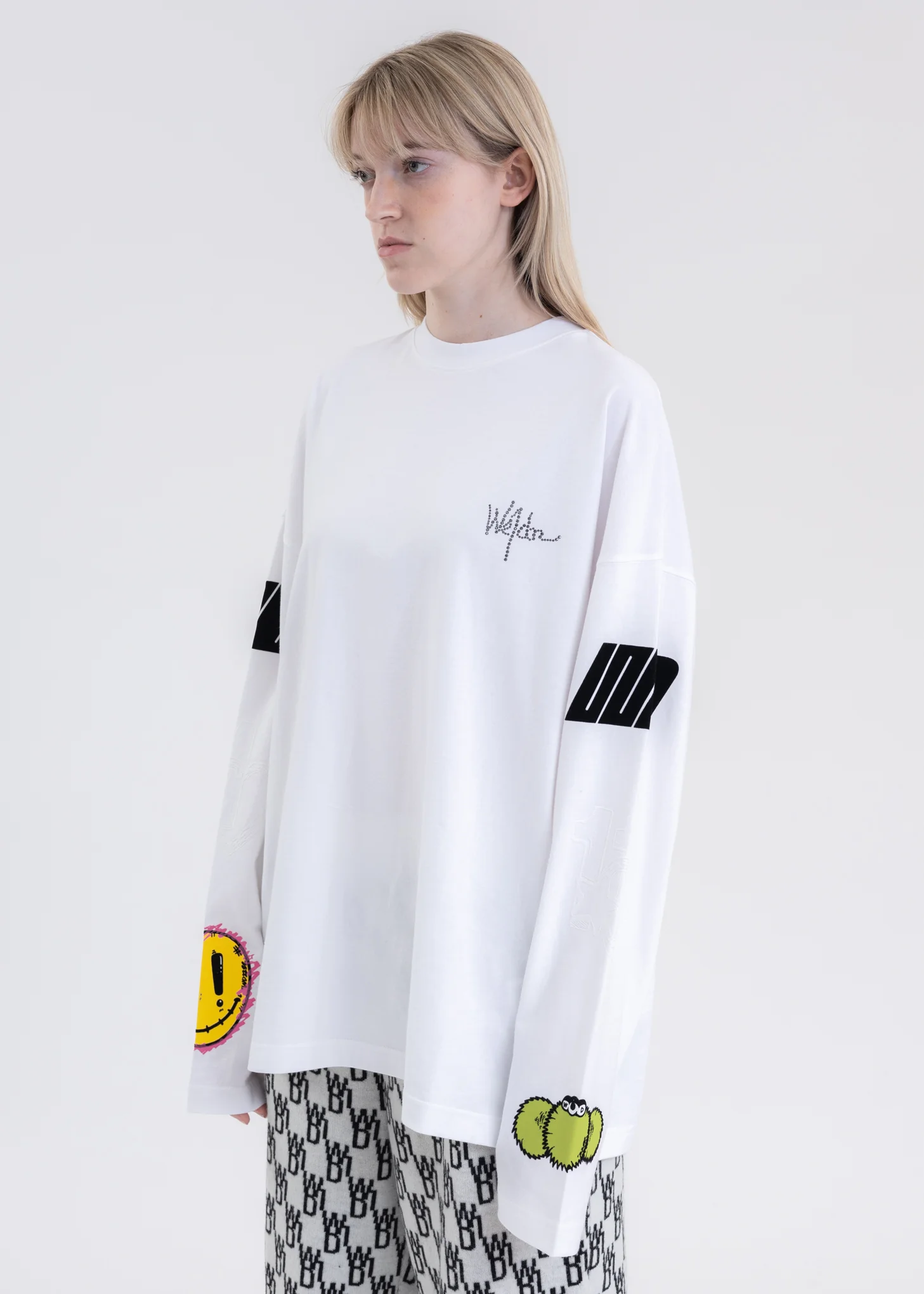 WHITE WE11DONE HEART LONG-SLEEVED T-SHIRT - Image 3