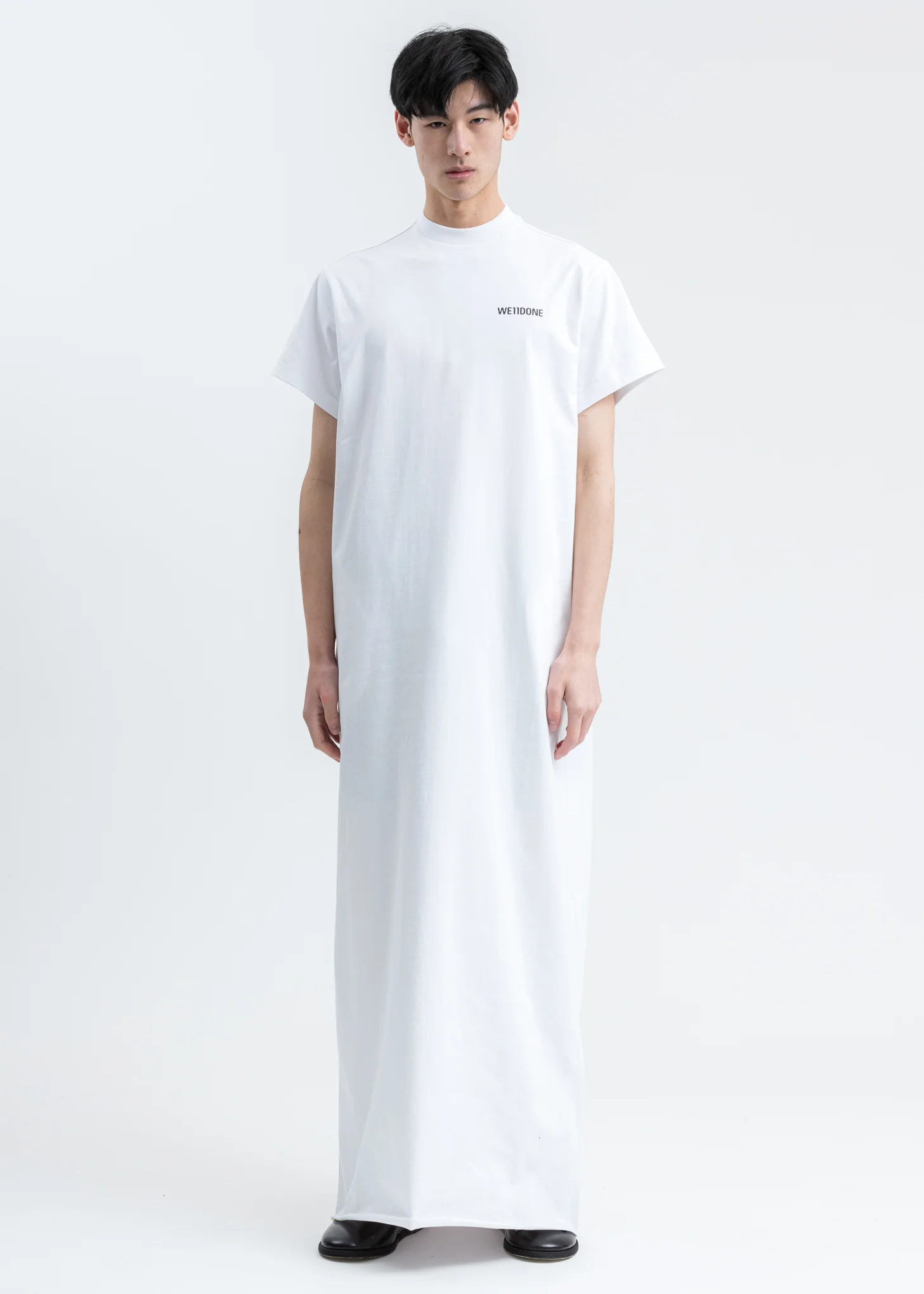 White We11done Logo Print Long T-Shirt