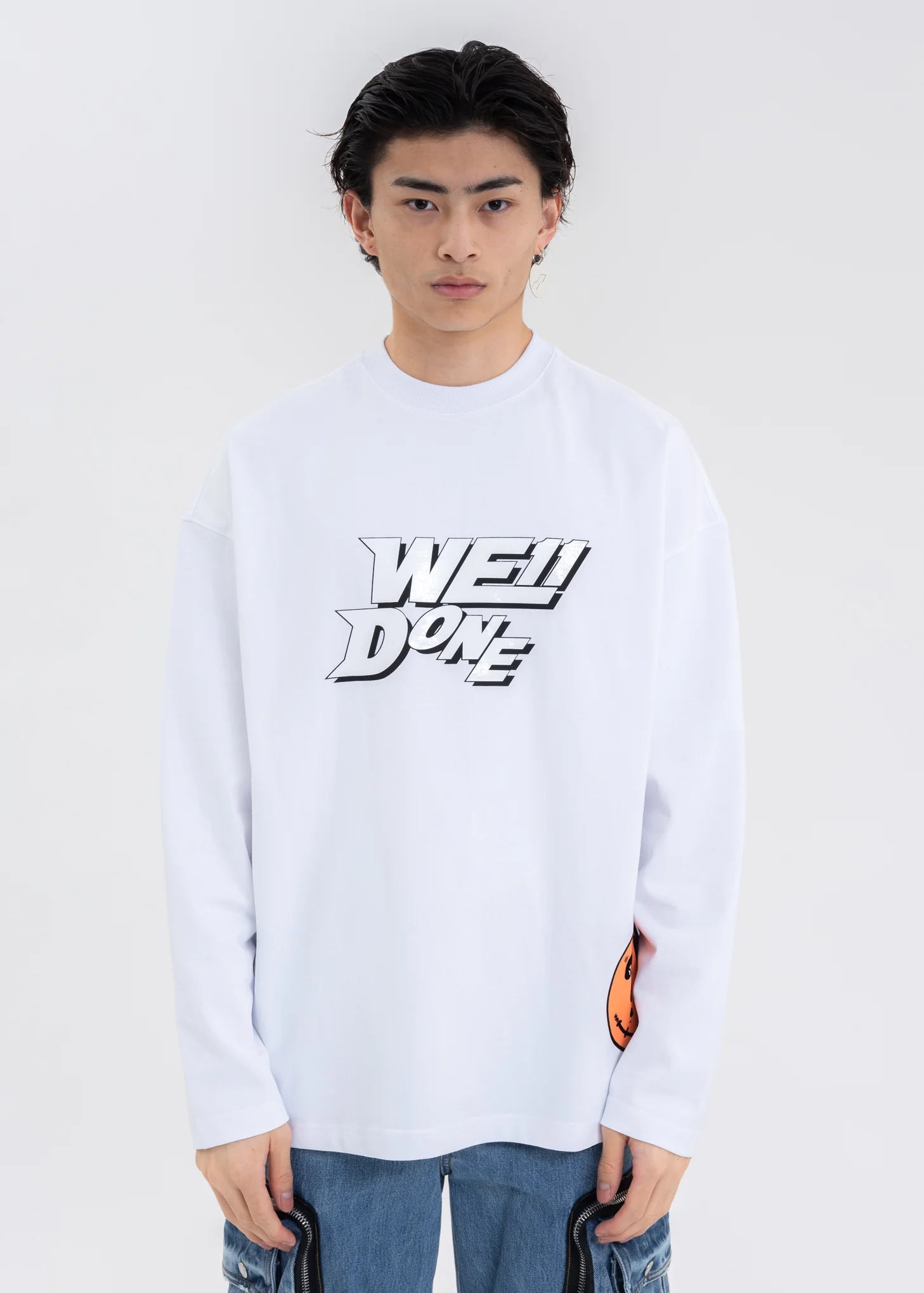 WHITE WE11DONE SIMPLE LOGO LONG-SLEEVED T-SHIRT