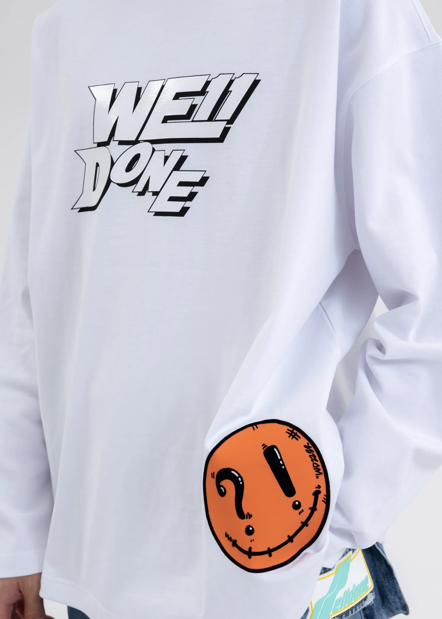 WHITE WE11DONE SIMPLE LOGO LONG-SLEEVED T-SHIRT - Image 4
