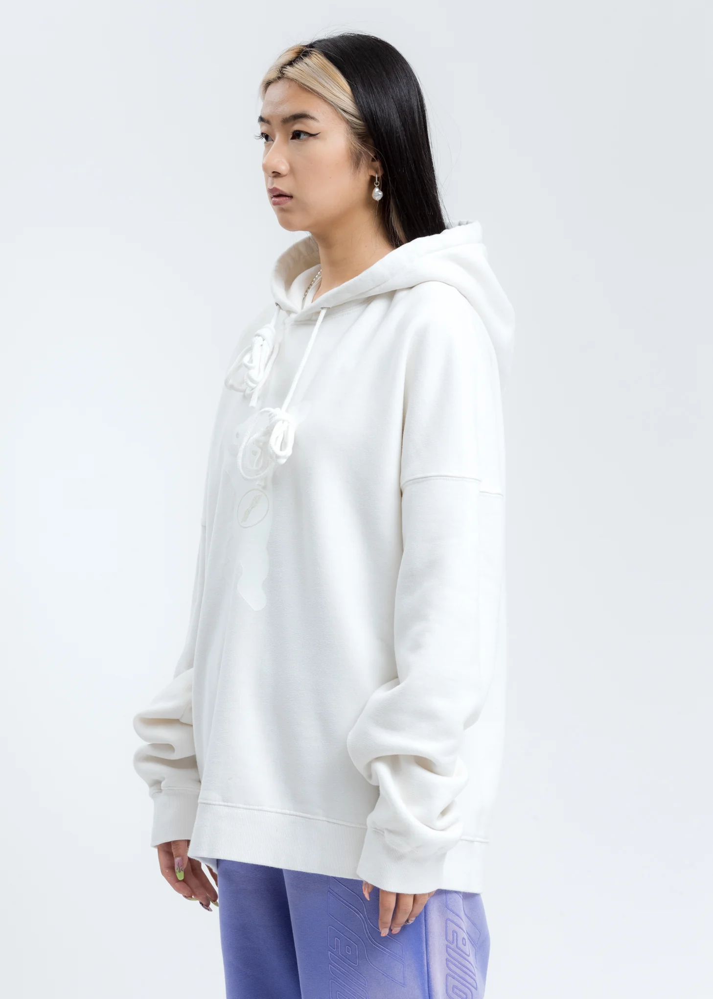 White WE11DONE Teddy Hoodie - Image 3
