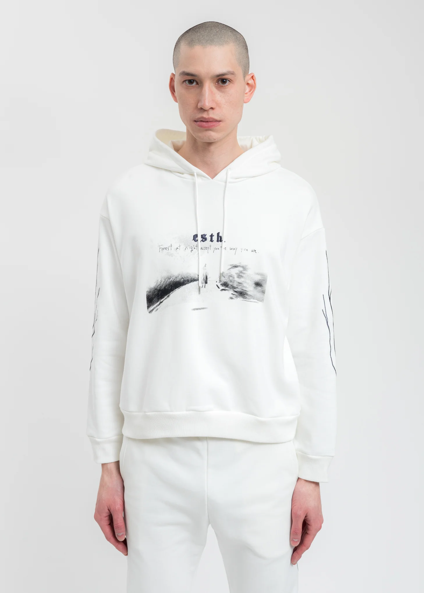 White Wood Short Hoodie
