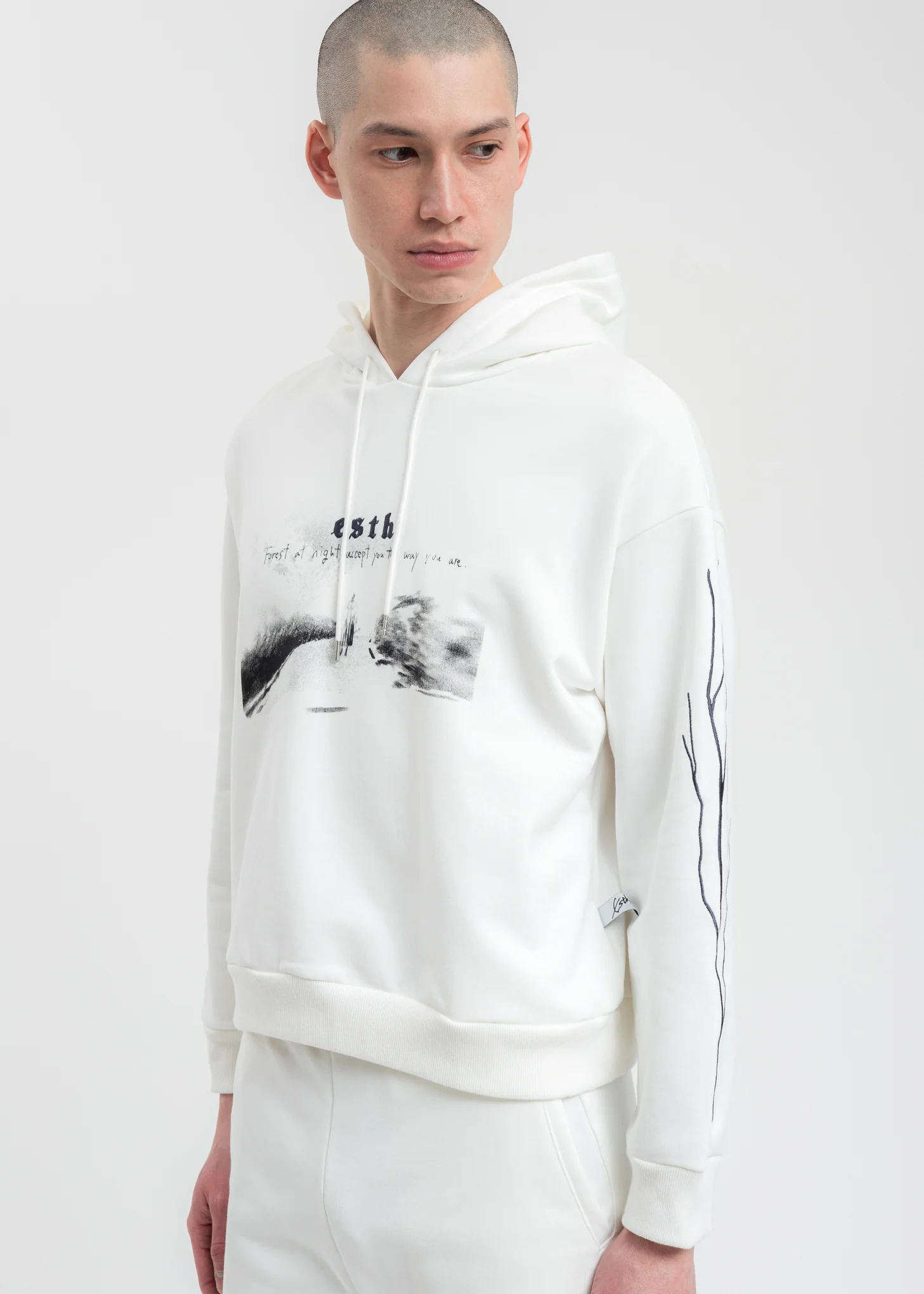 White Wood Short Hoodie - Image 2