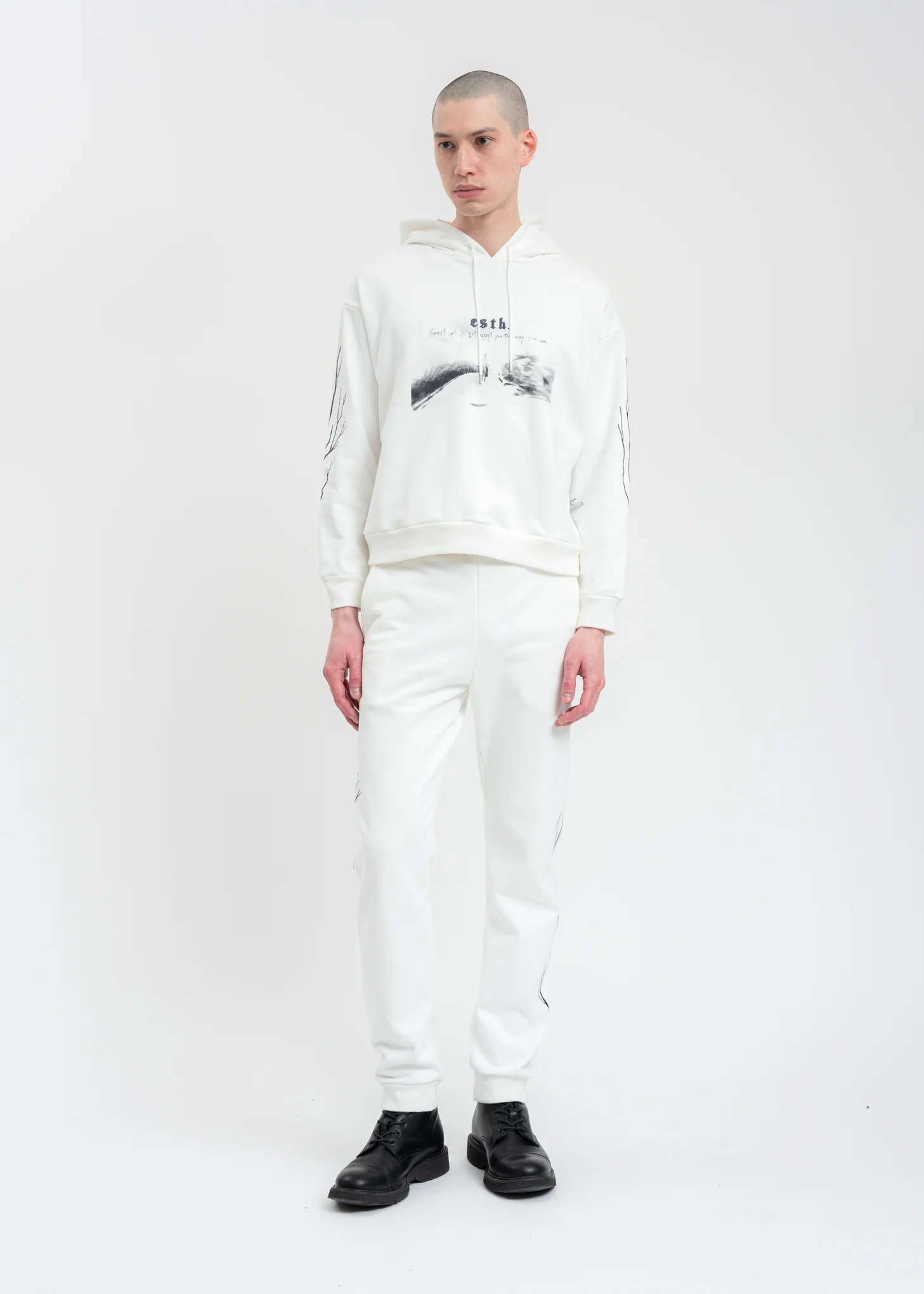 White Wood Short Hoodie - Image 5