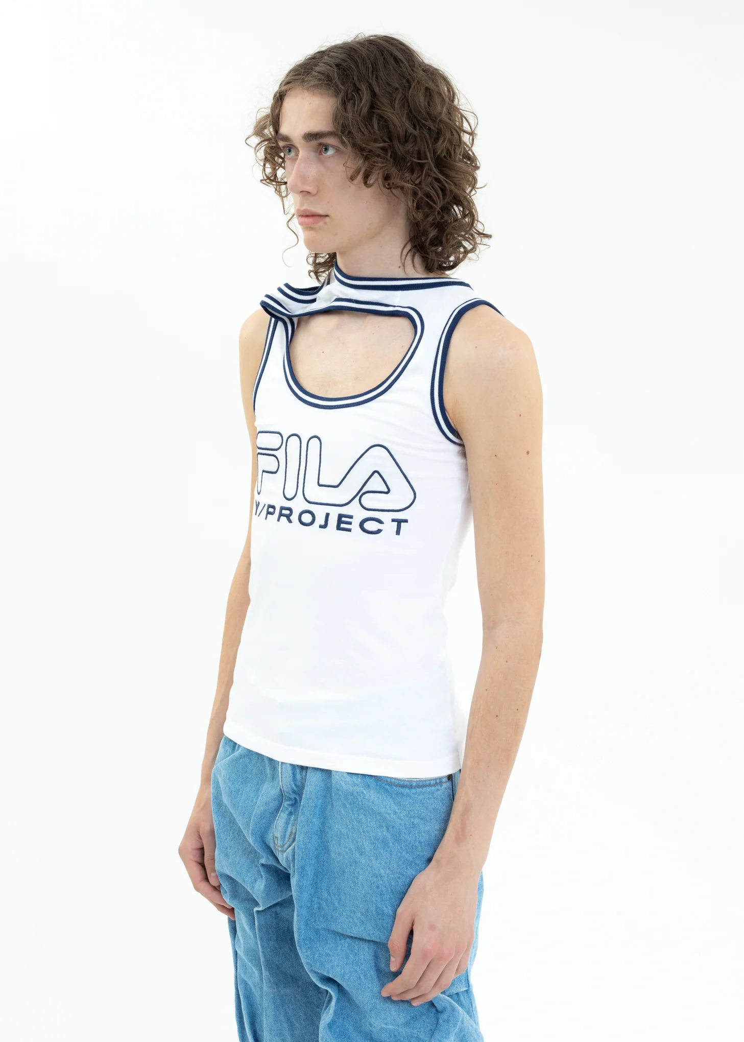 White Y/PROJECT X FILA THREE COLLAR Tank Top - Image 3