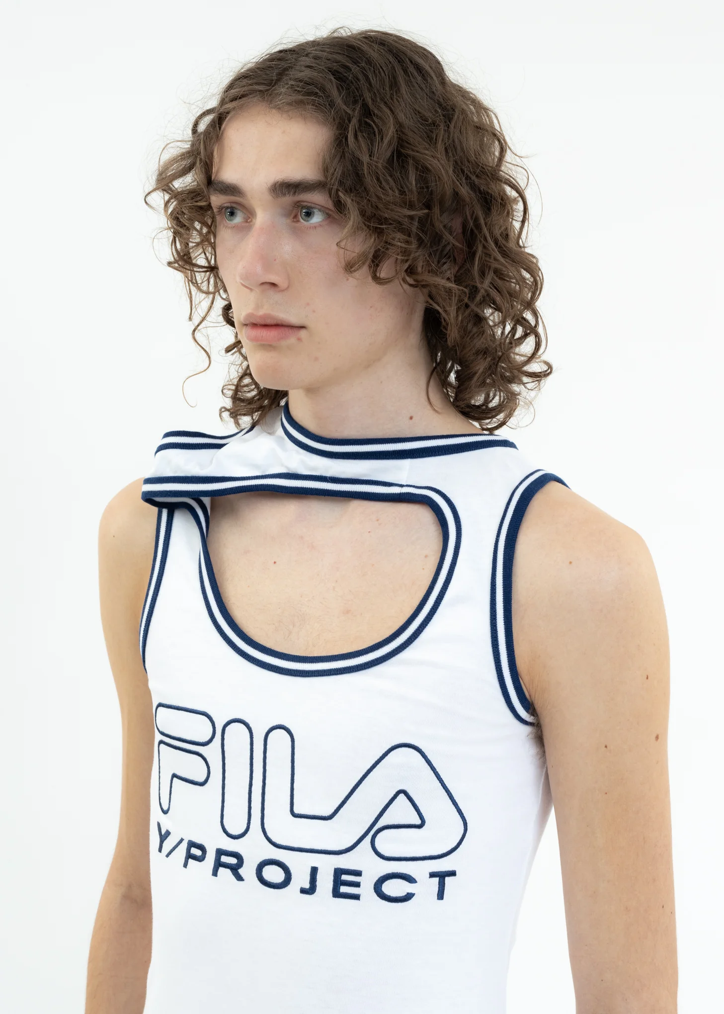 White Y/PROJECT X FILA THREE COLLAR Tank Top - Image 5