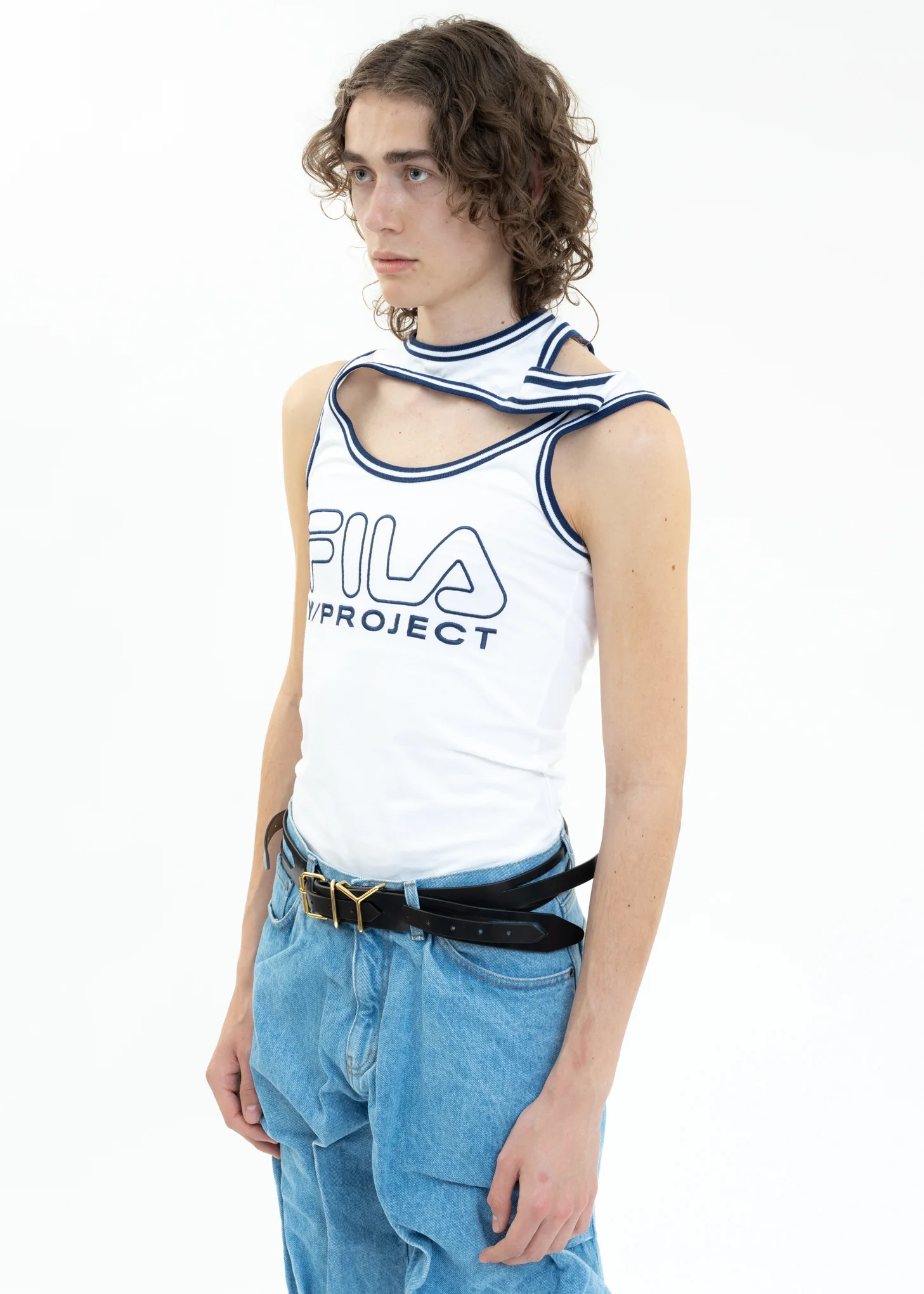 White Y/PROJECT X FILA THREE COLLAR Tank Top - Image 7