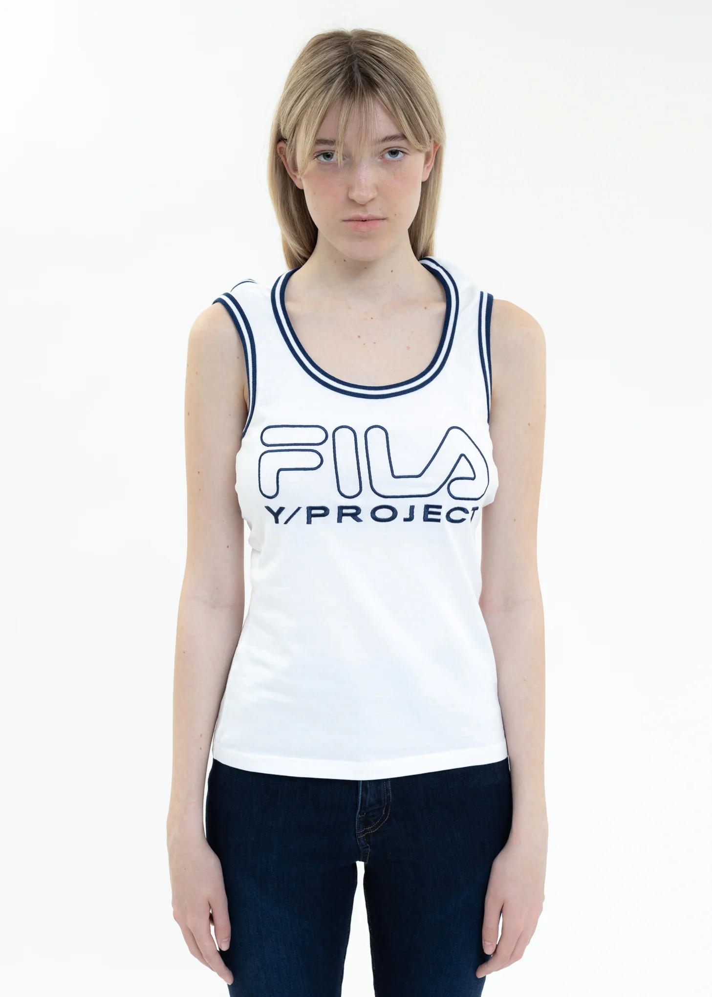 White Y/PROJECT X FILA THREE COLLAR Tank Top - Image 2