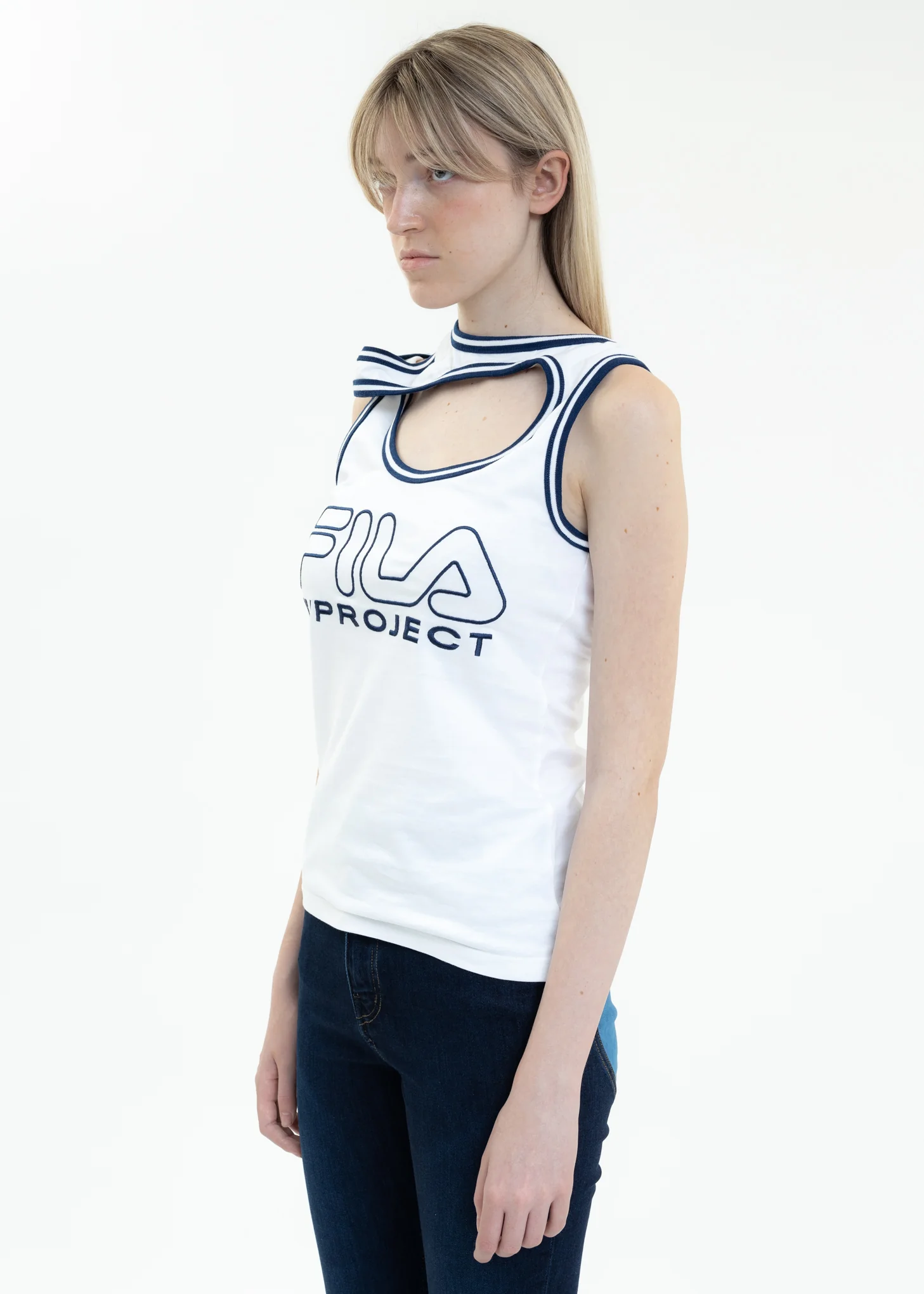 White Y/PROJECT X FILA THREE COLLAR Tank Top - Image 4