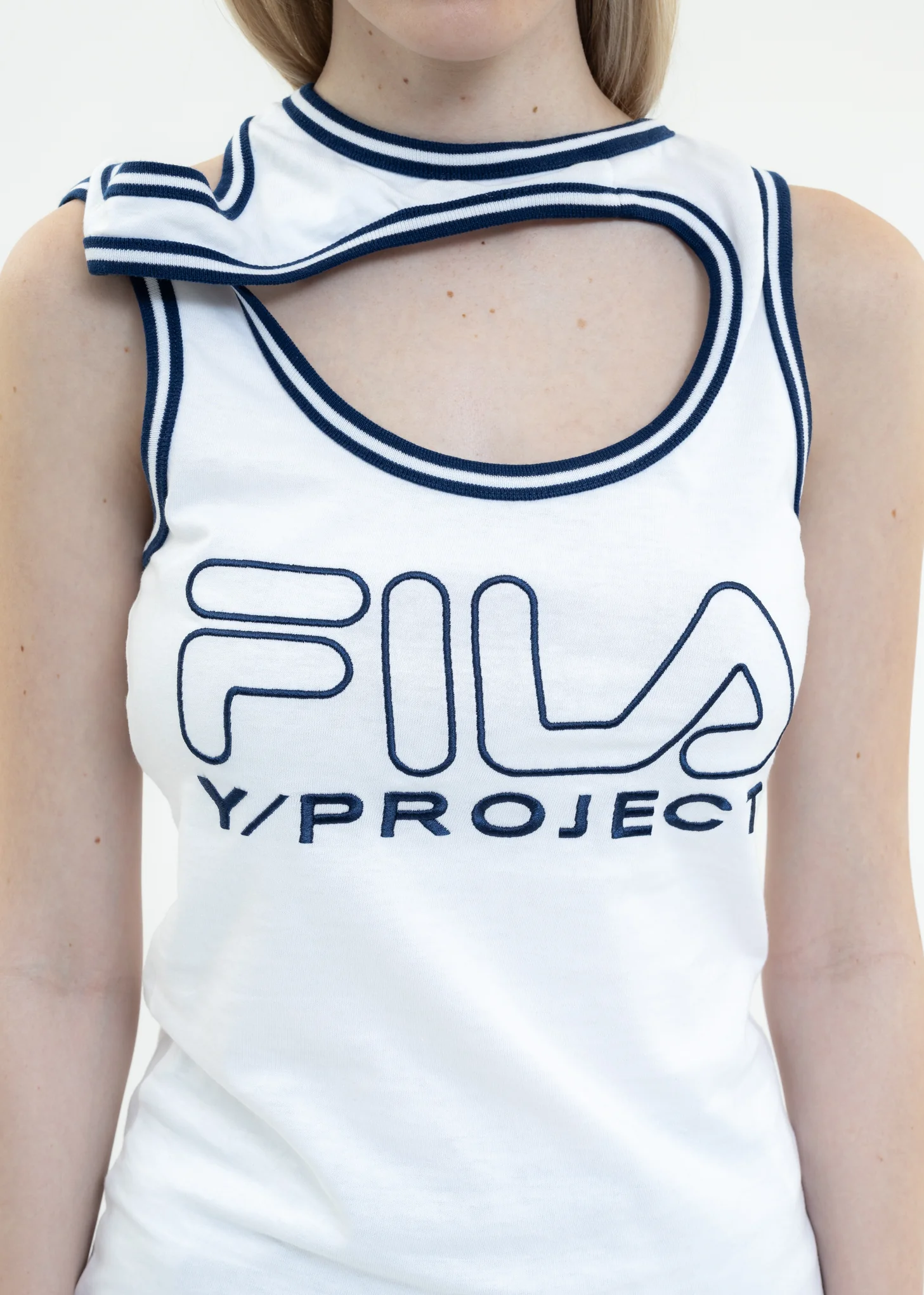 White Y/PROJECT X FILA THREE COLLAR Tank Top - Image 8