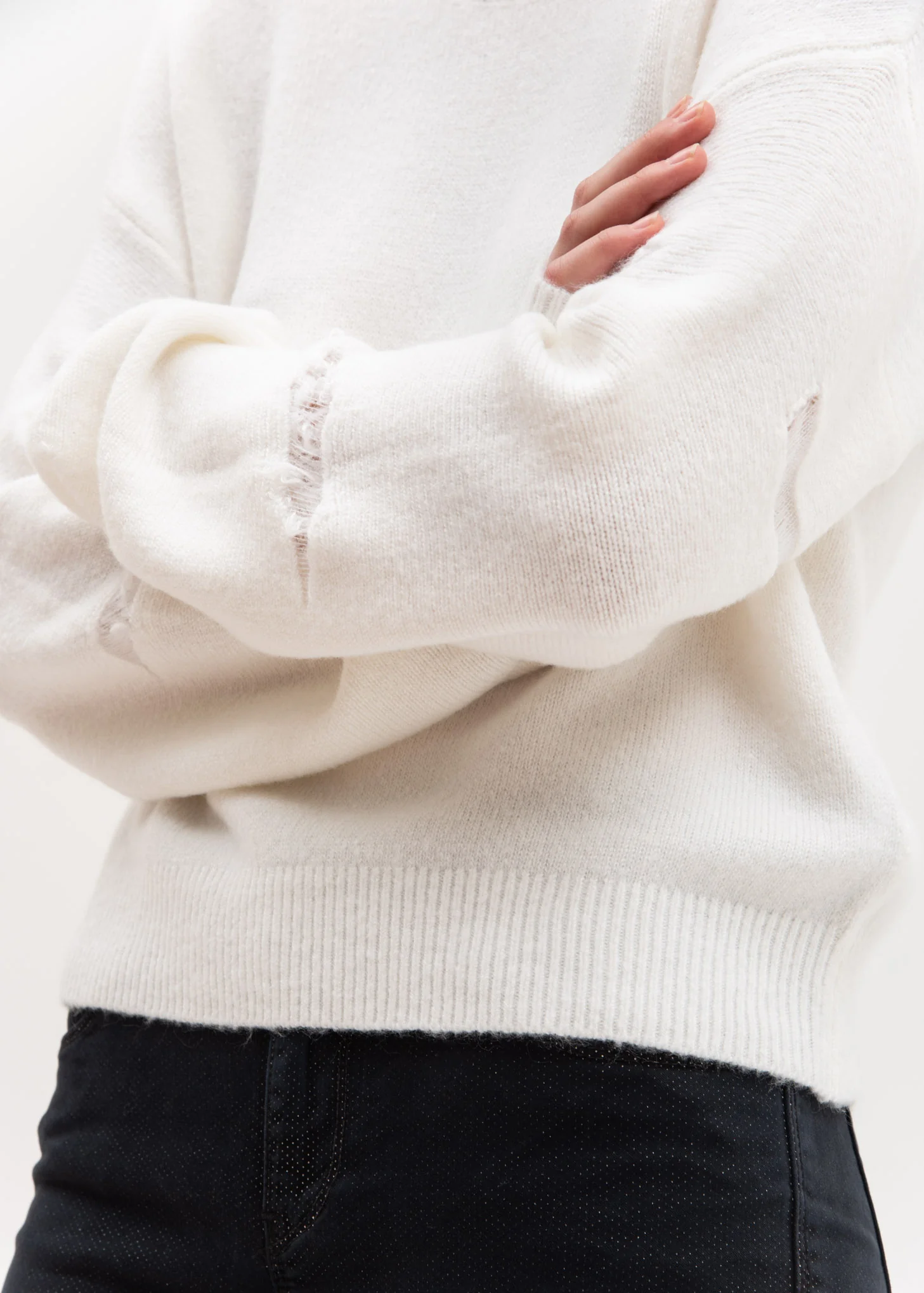 White Zane Knit Sweater - Image 3