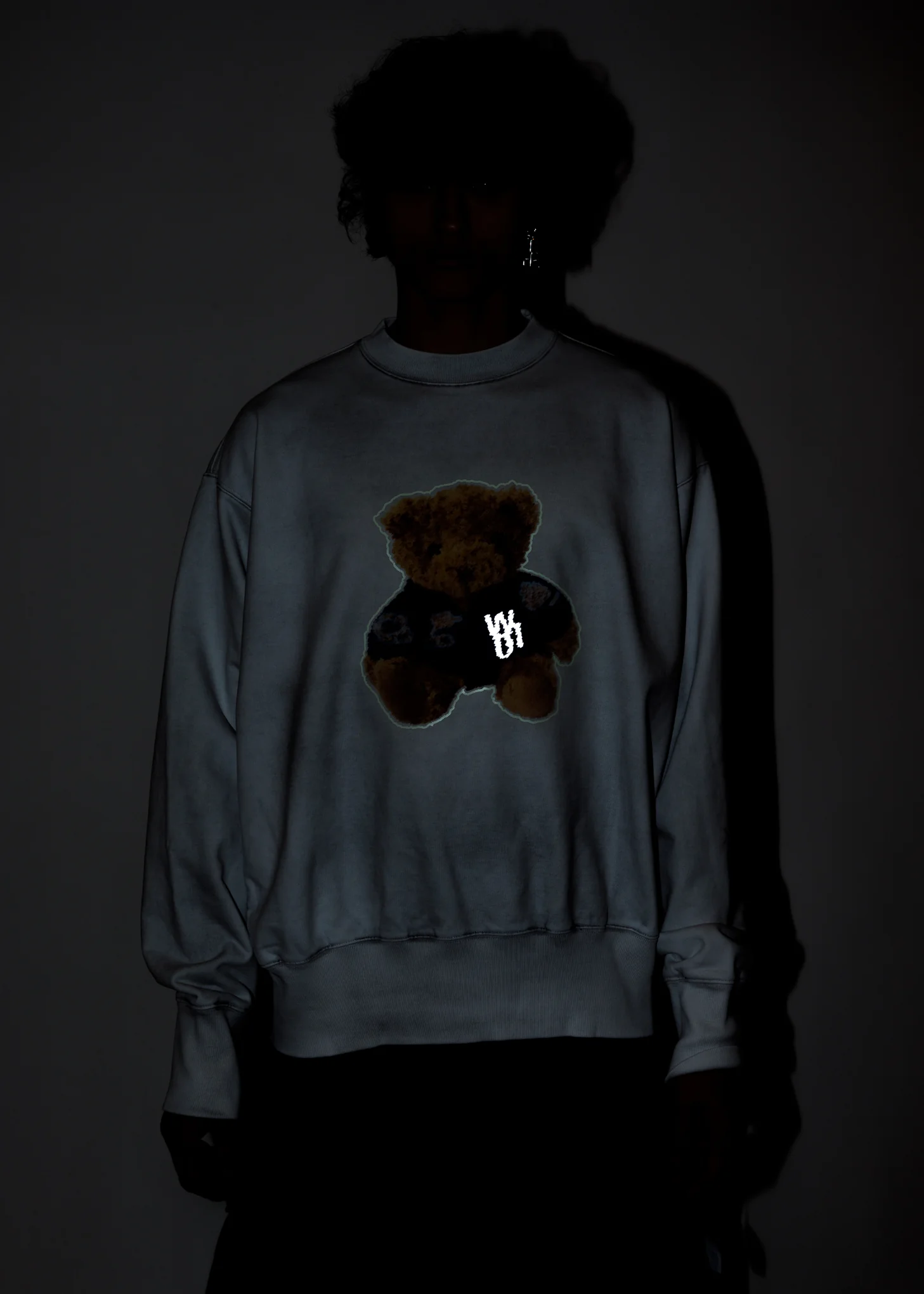White Denim Jacket Teddy Sweater (Reflect) - Image 2