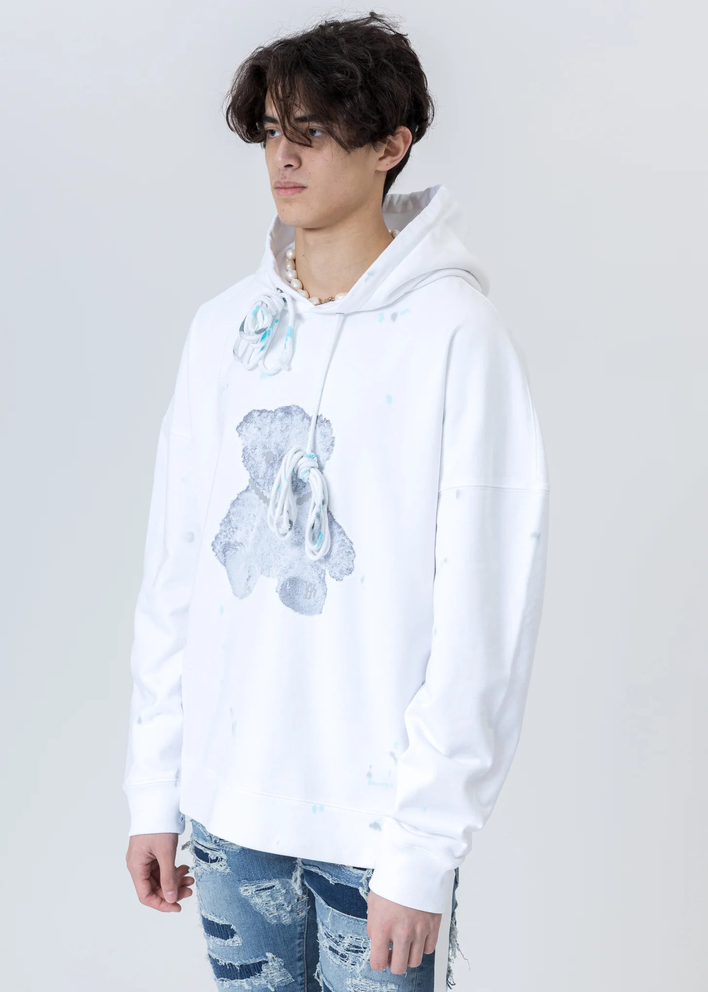 White Pearl Necklace Teddy Hoodie (Reflect) - Image 5