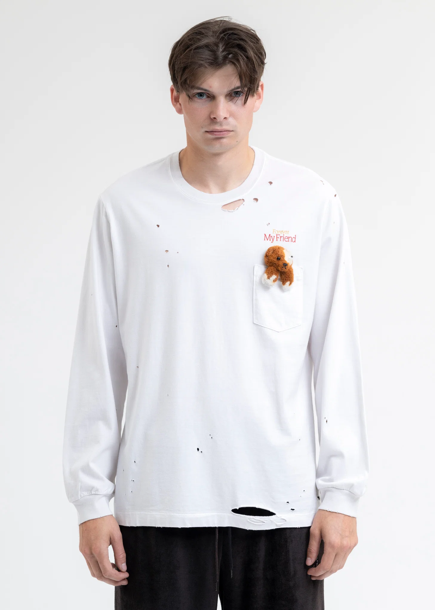 WHITE LONG SLEEVE T-SHIRT WITH MY FRIEND
