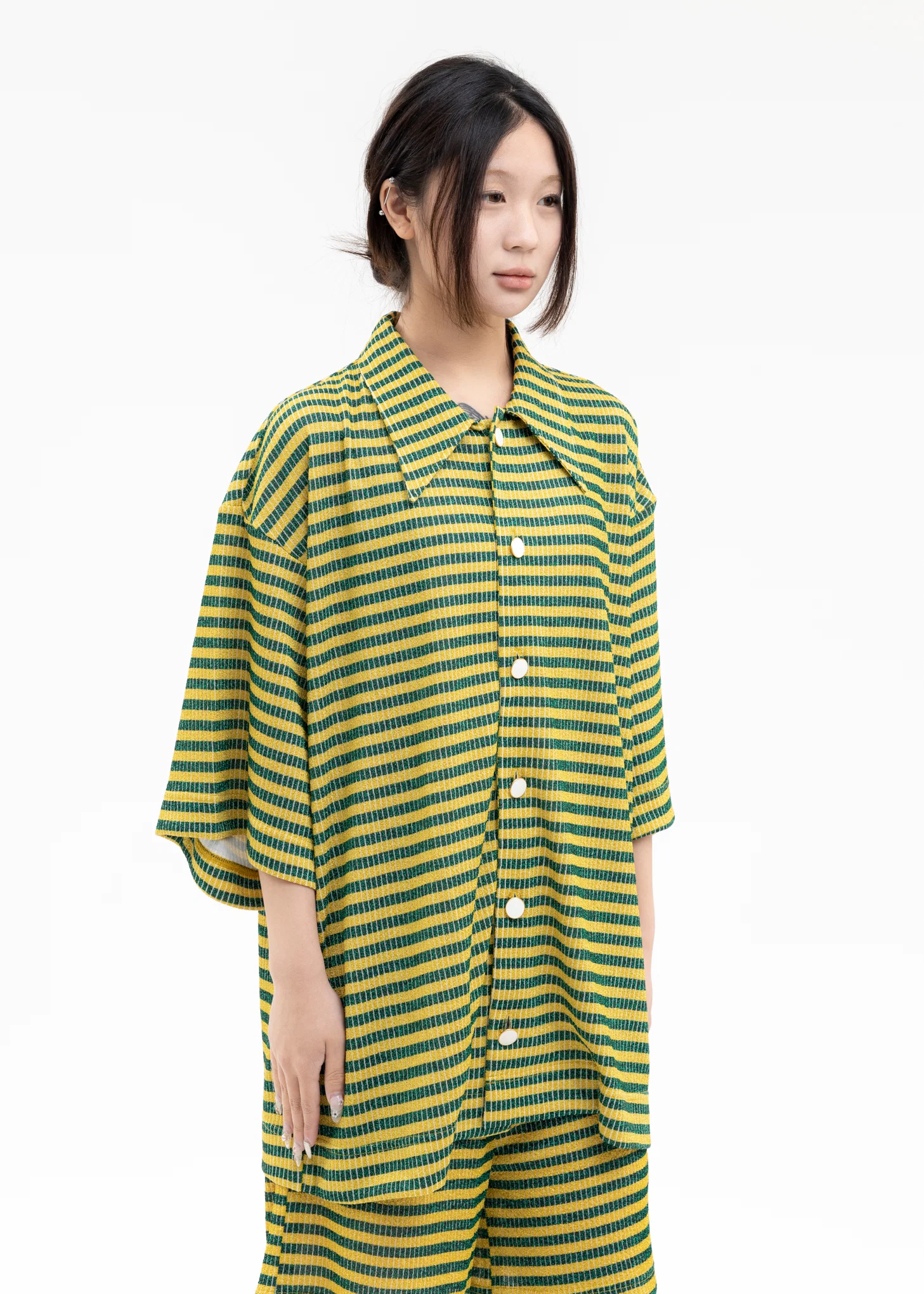 YELLOW AND GREEN LAME BORDER SHIRT - Image 3