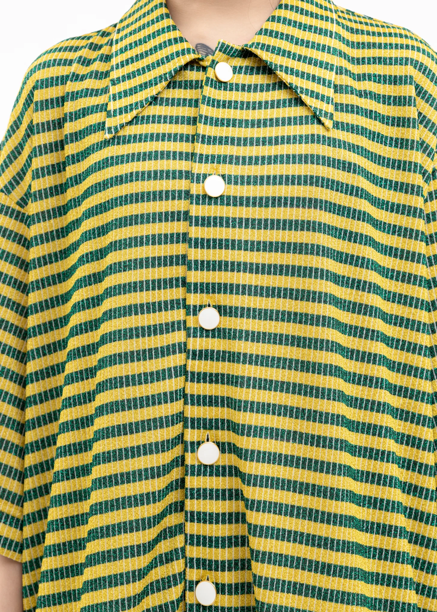 YELLOW AND GREEN LAME BORDER SHIRT - Image 4