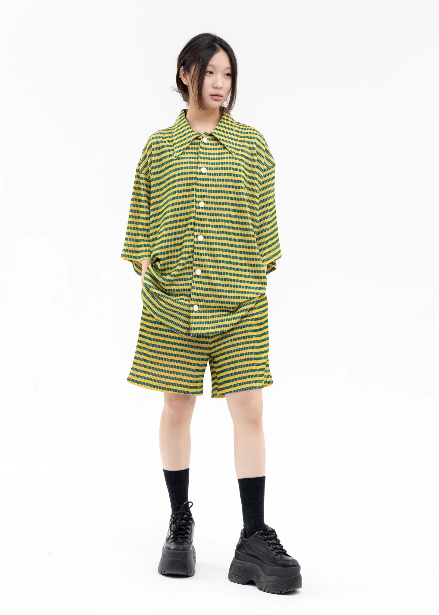 YELLOW AND GREEN LAME BORDER SHIRT - Image 5
