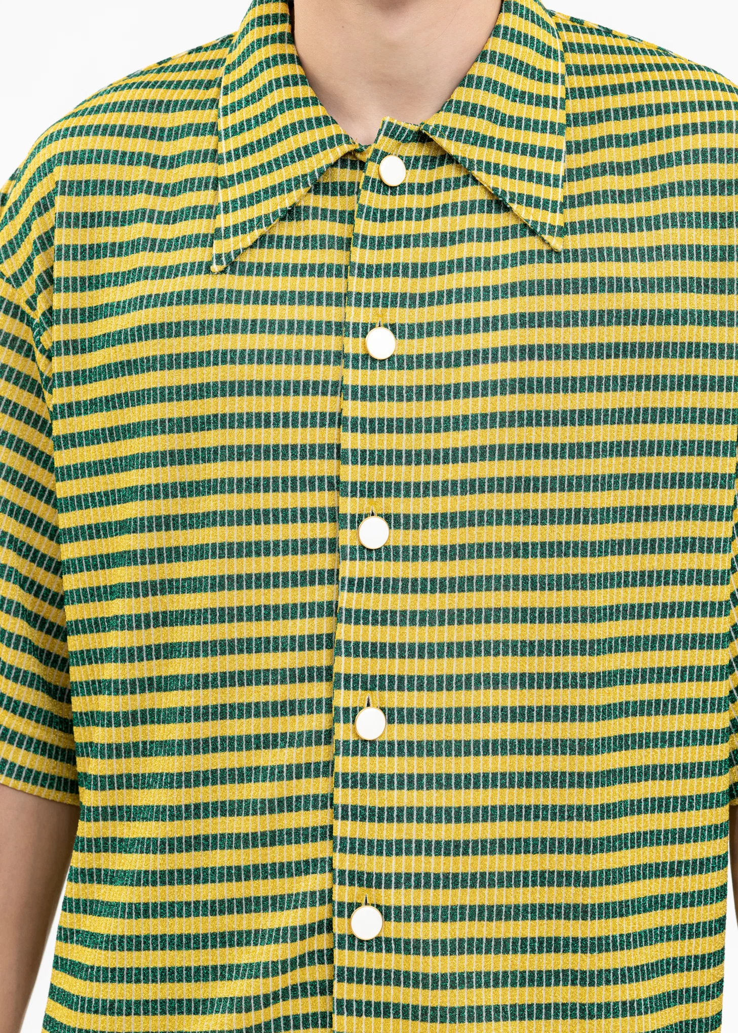 YELLOW AND GREEN LAME BORDER SHIRT - Image 5