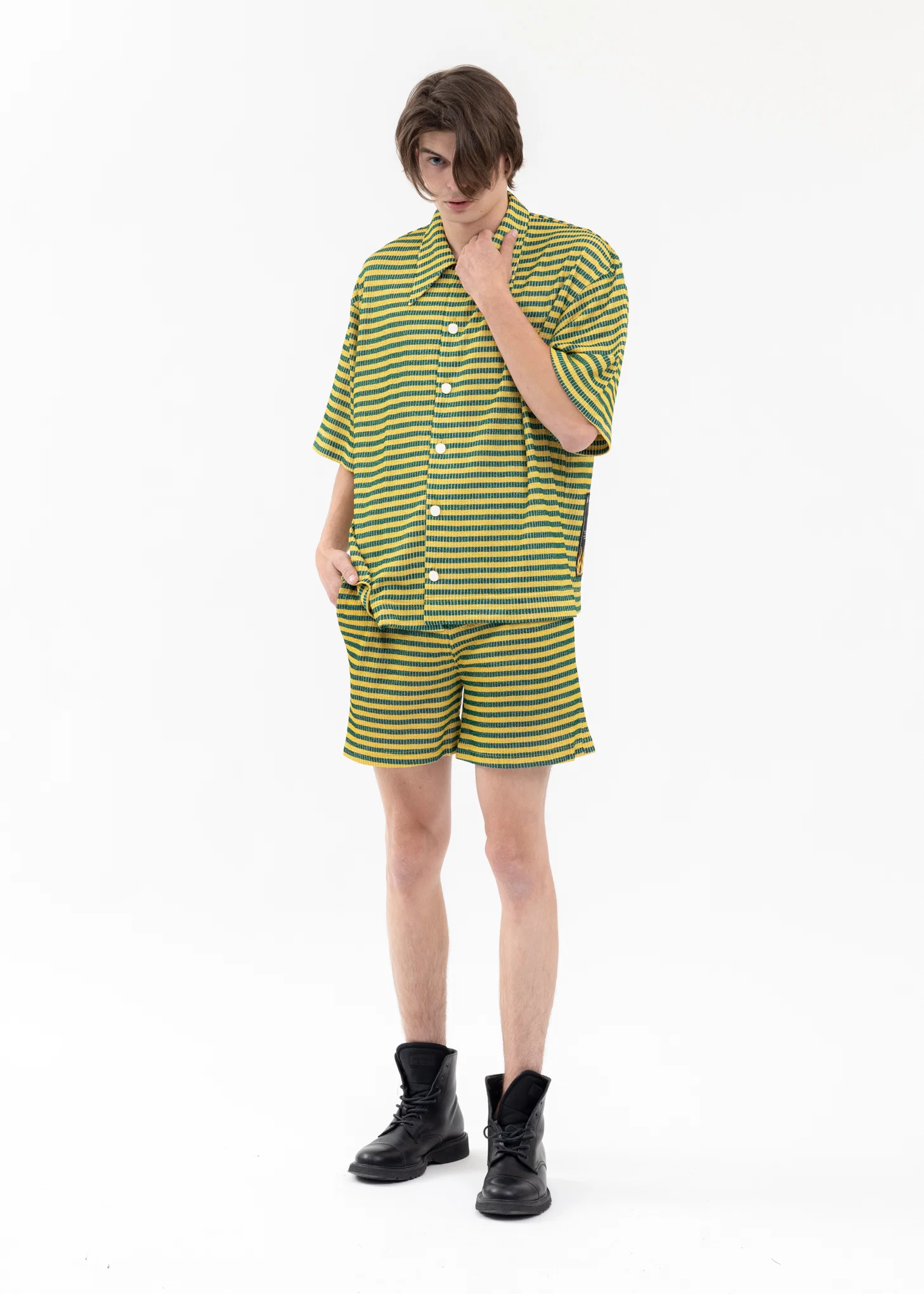 YELLOW AND GREEN LAME BORDER SHIRT - Image 6