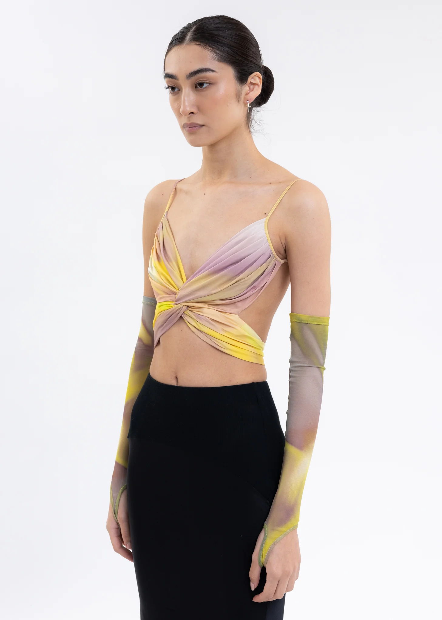 Yellow And Grey Twisted Bra Top - Image 3