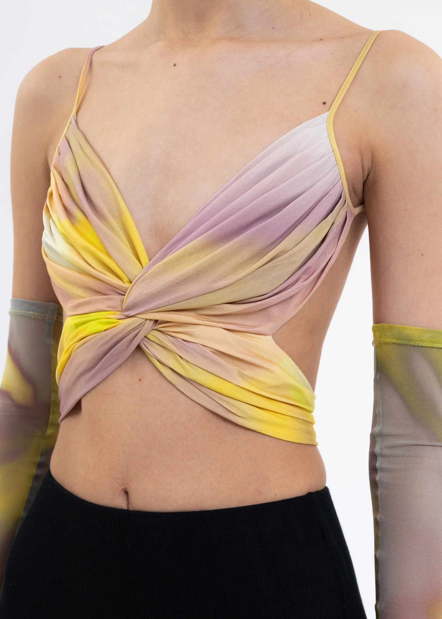 Yellow And Grey Twisted Bra Top - Image 4