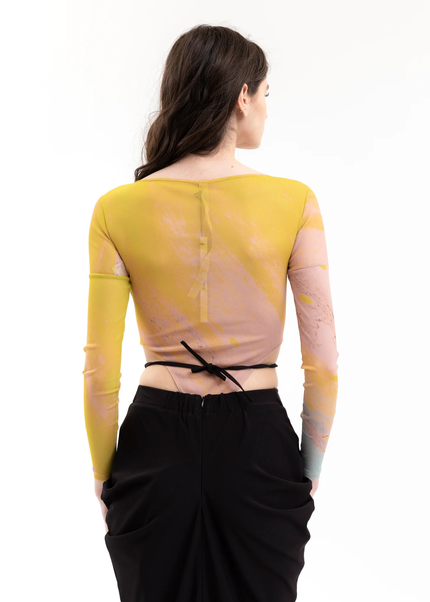 Yellow And Pink Mesh Bodysuit - Image 2