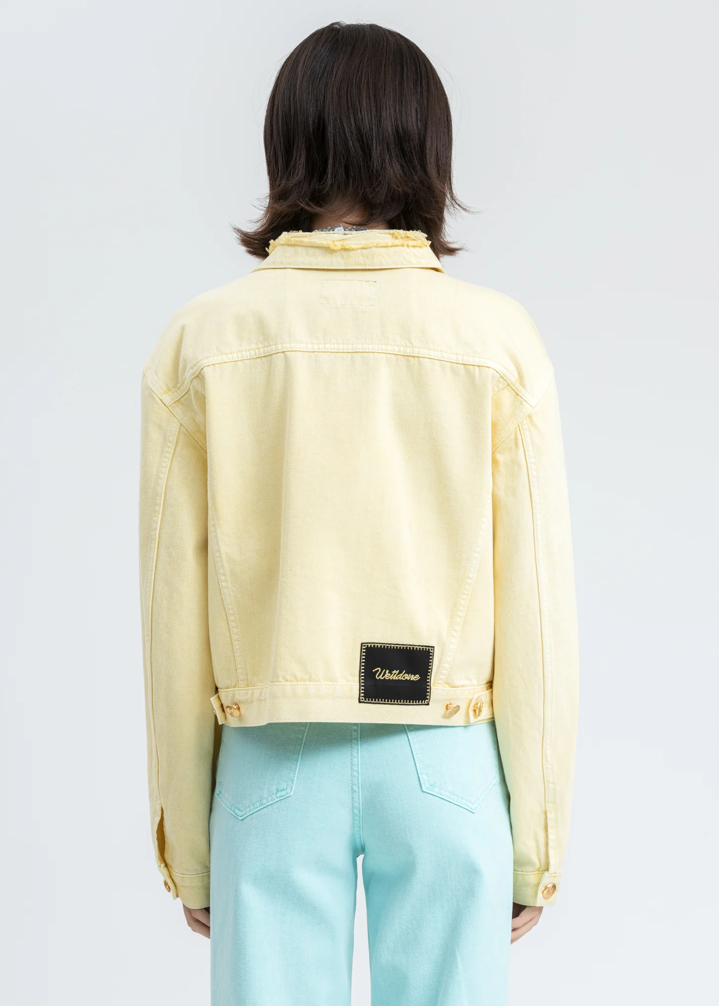 Yellow Basic Short Denim Jacket - Image 2