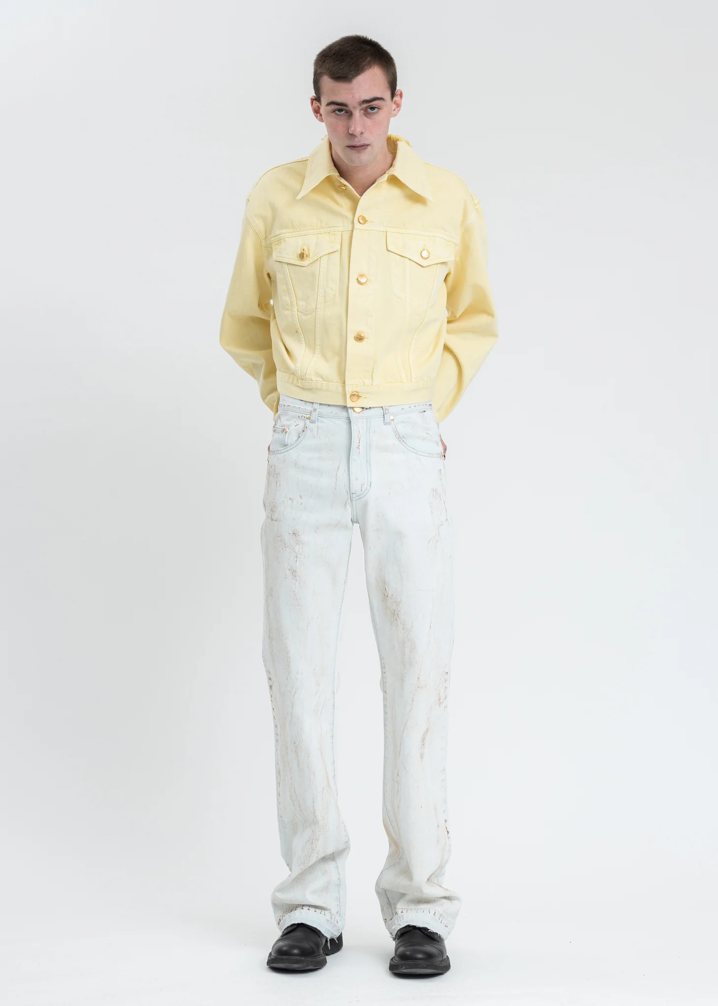 Yellow Basic Short Denim Jacket - Image 5