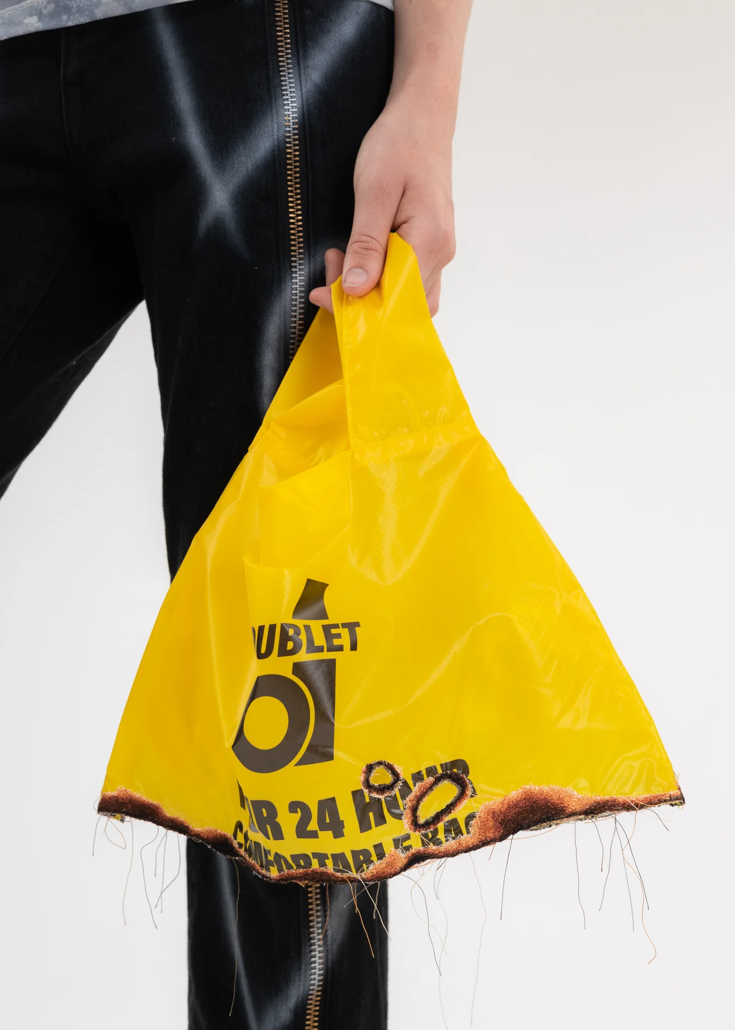 Yellow BURNING EMBROIDERY SUPERMARKET BAG - Image 2