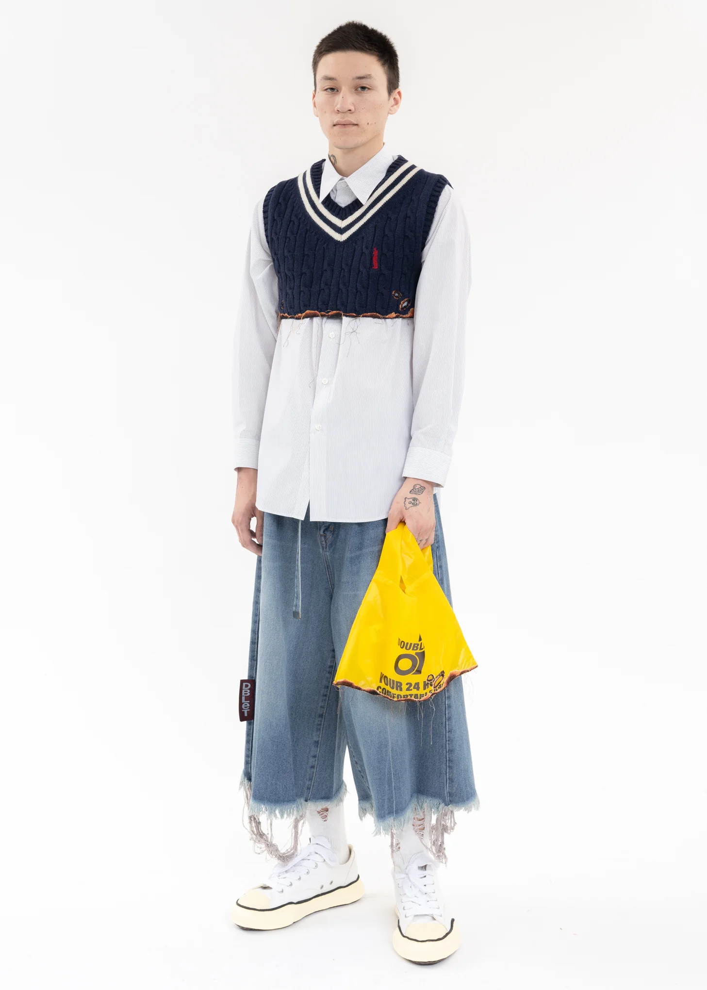 Yellow BURNING EMBROIDERY SUPERMARKET BAG - Image 3
