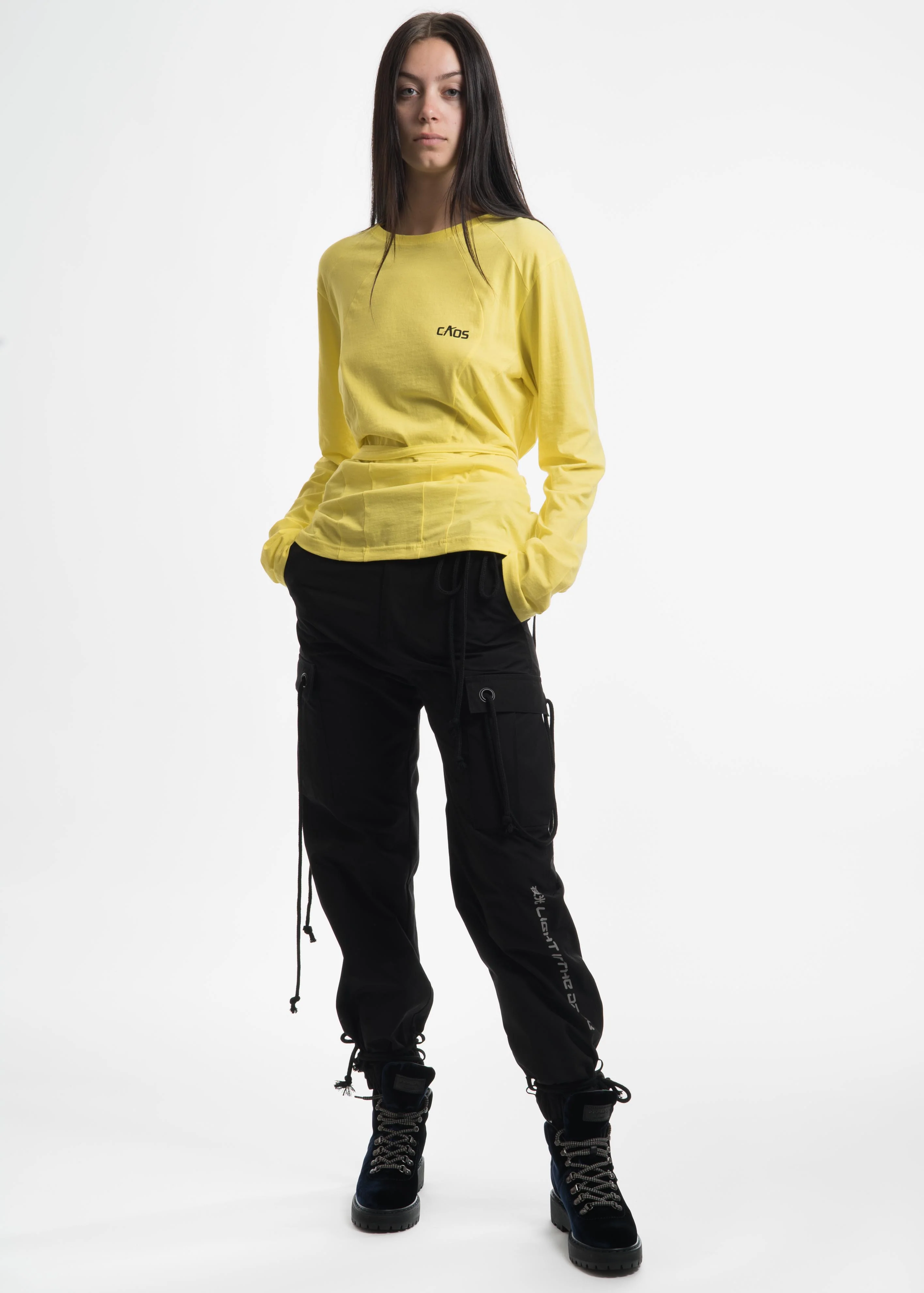 Yellow "Caos" Strap Long Sleeve T-Shirt