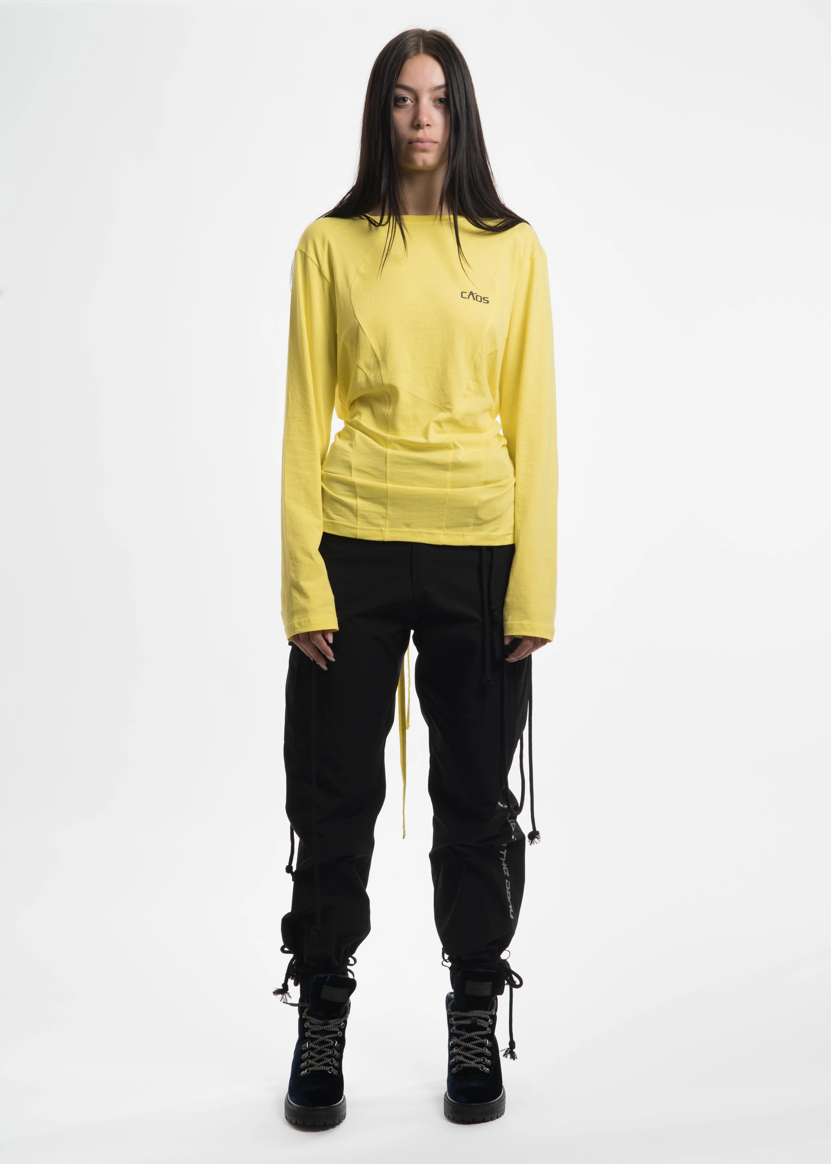 Yellow "Caos" Strap Long Sleeve T-Shirt - Image 6