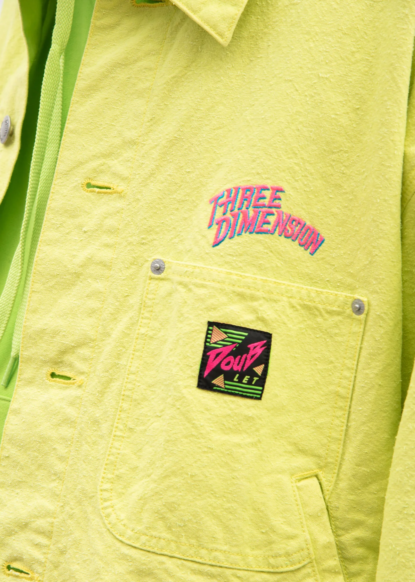Yellow Chaos Embroidery Silk Cut Off Jacket - Image 3