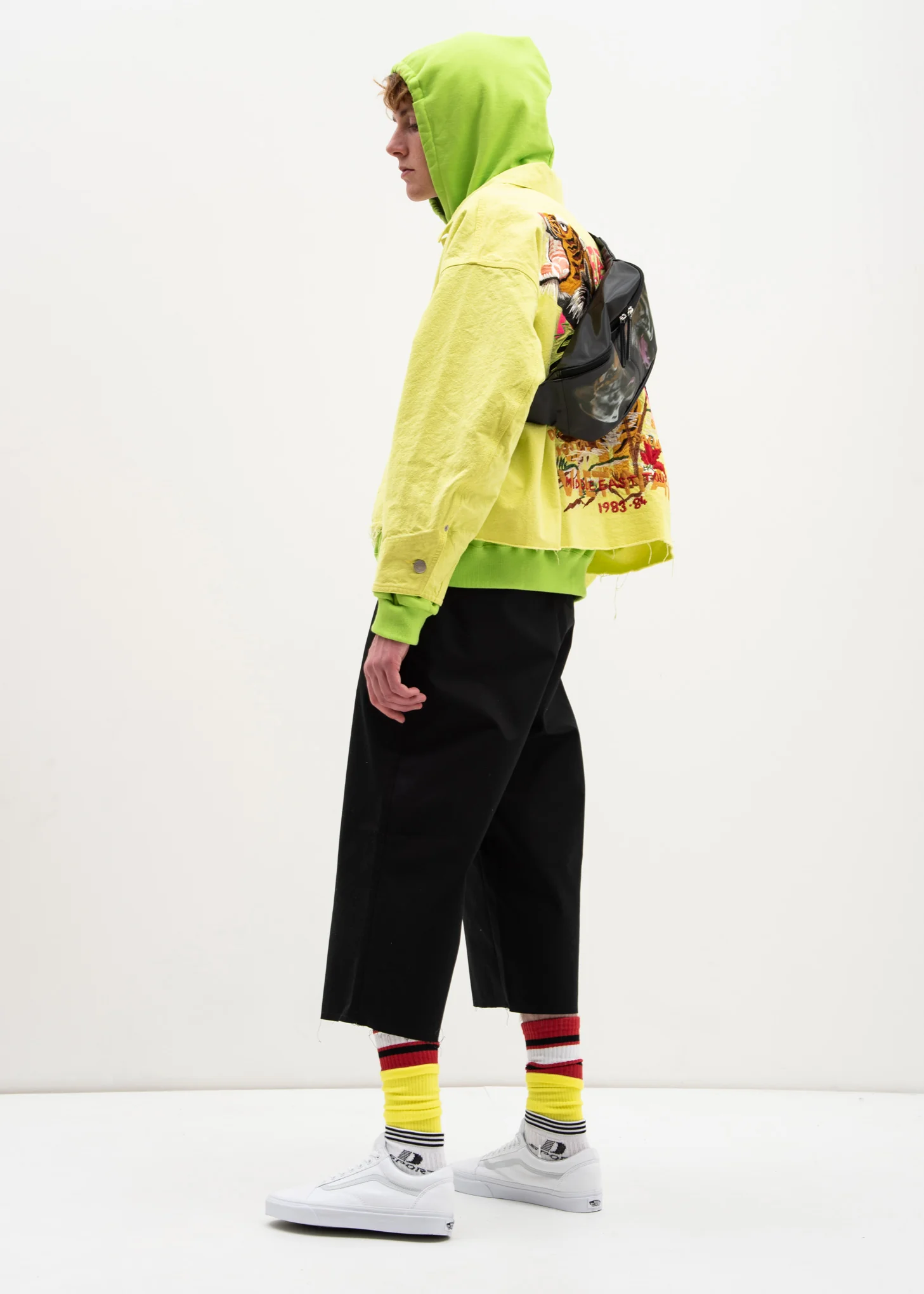 Yellow Chaos Embroidery Silk Cut Off Jacket - Image 6