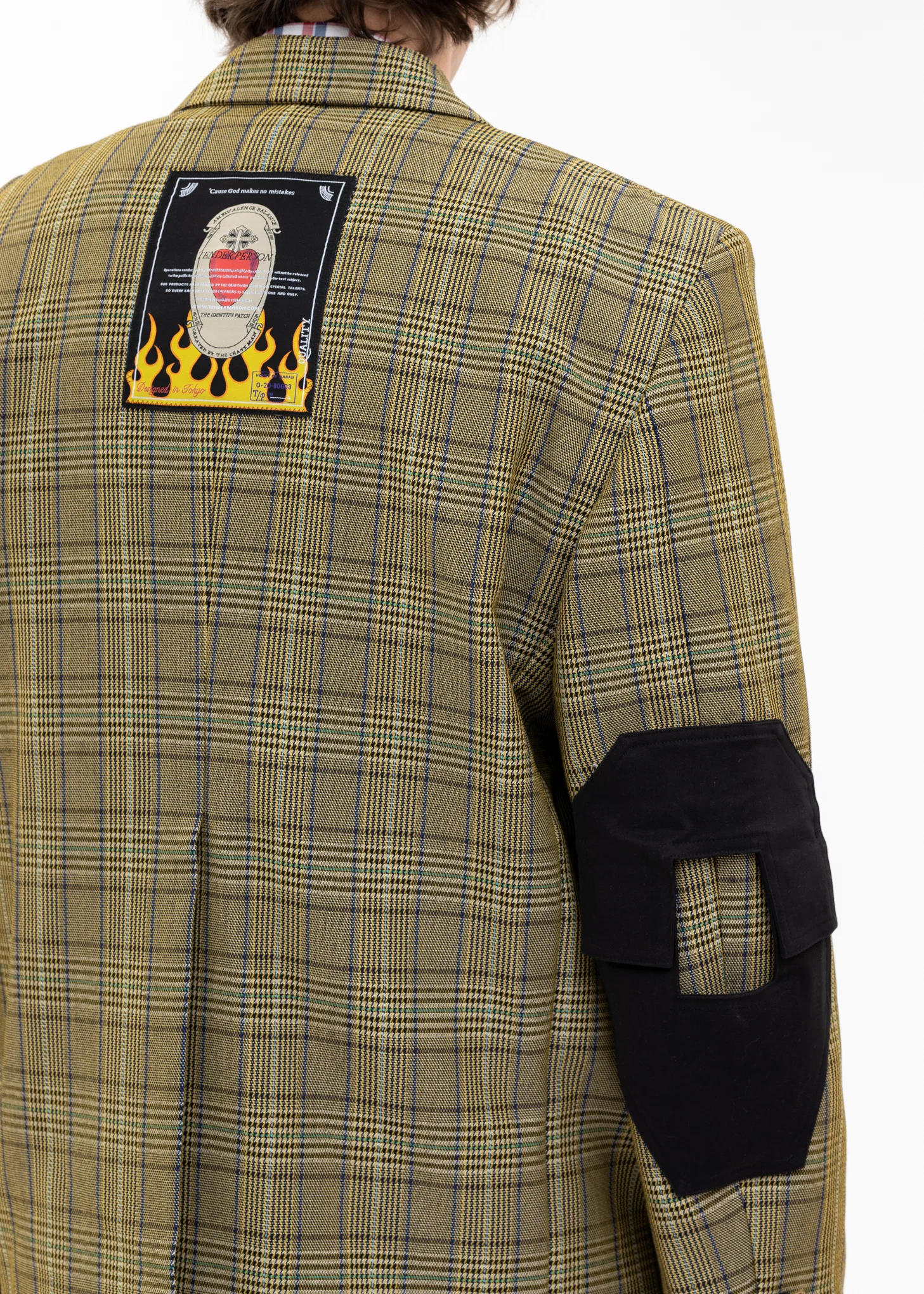 YELLOW CHECK ROSE AIRBRUSH TAILORED JACKET - Image 4