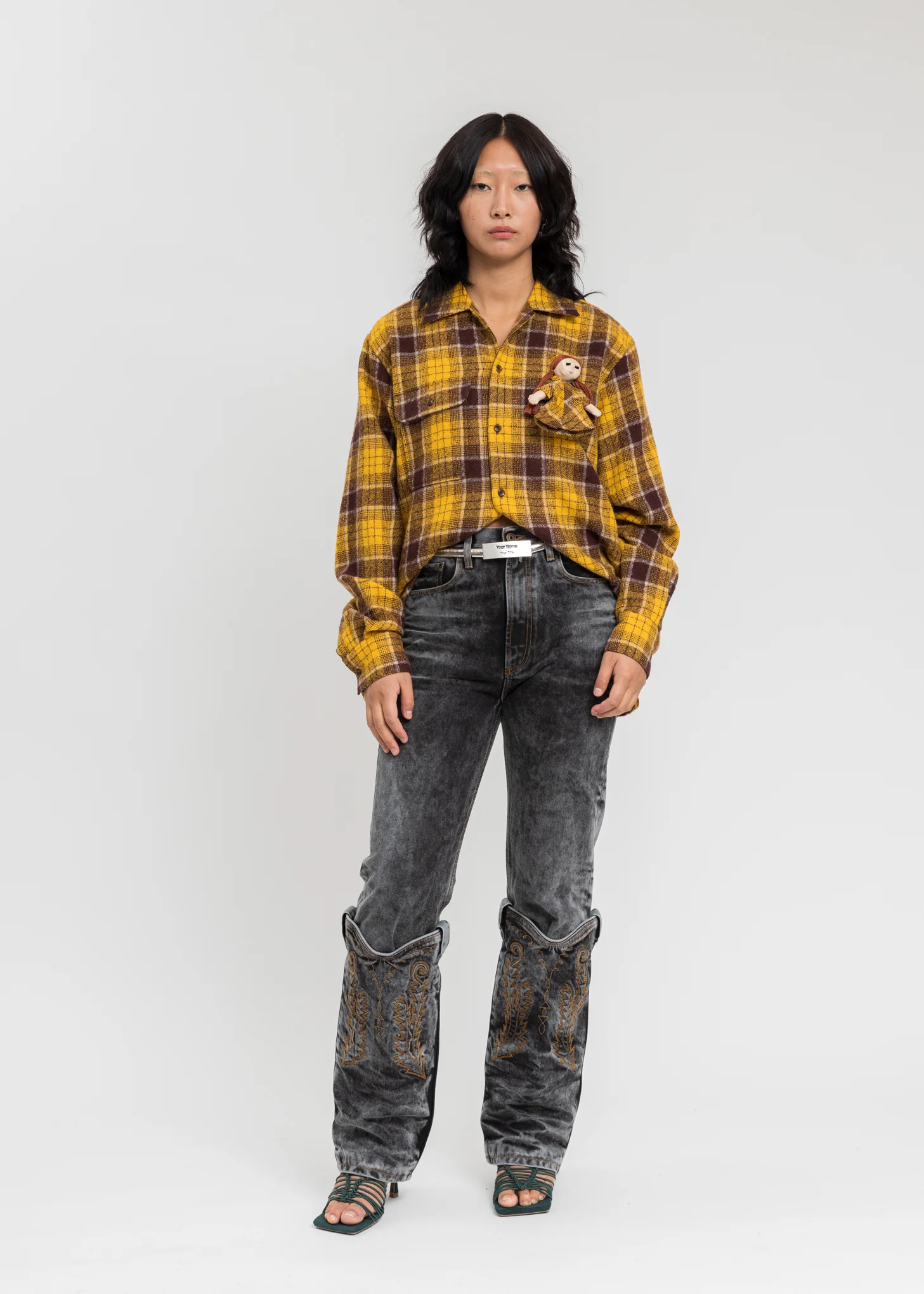 Yellow Check Shirt With My Doll - Image 5