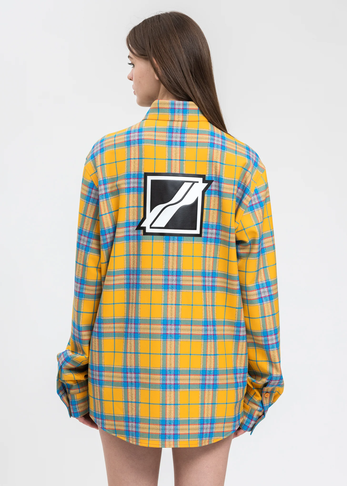 Yellow Checked Logo Print Shirt - Image 2