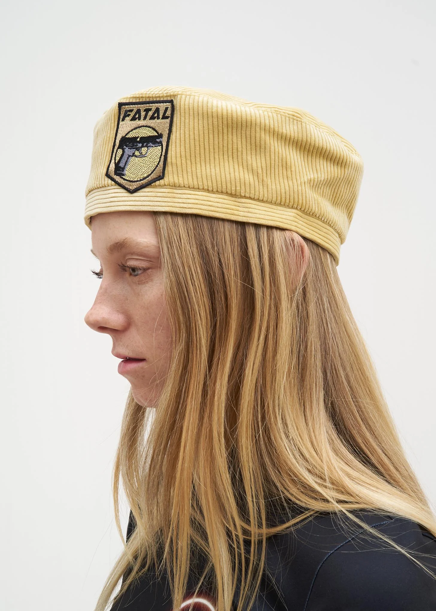 Yellow Corduroy Beret - Image 3