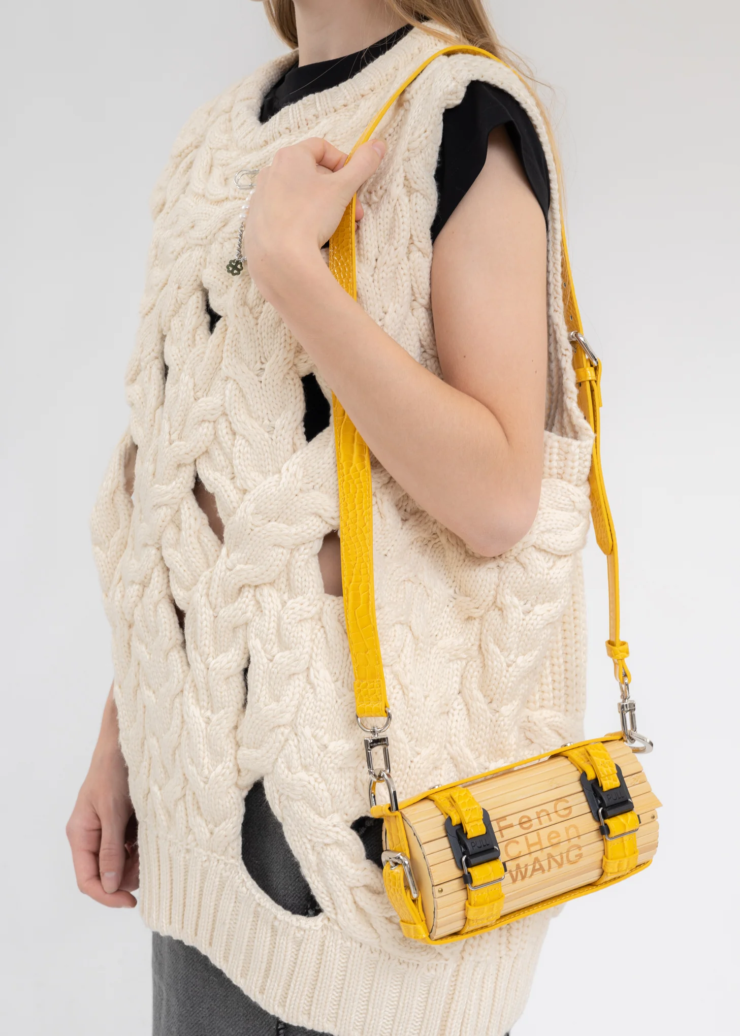 Yellow Croc Small Bamboo Bag - Image 2