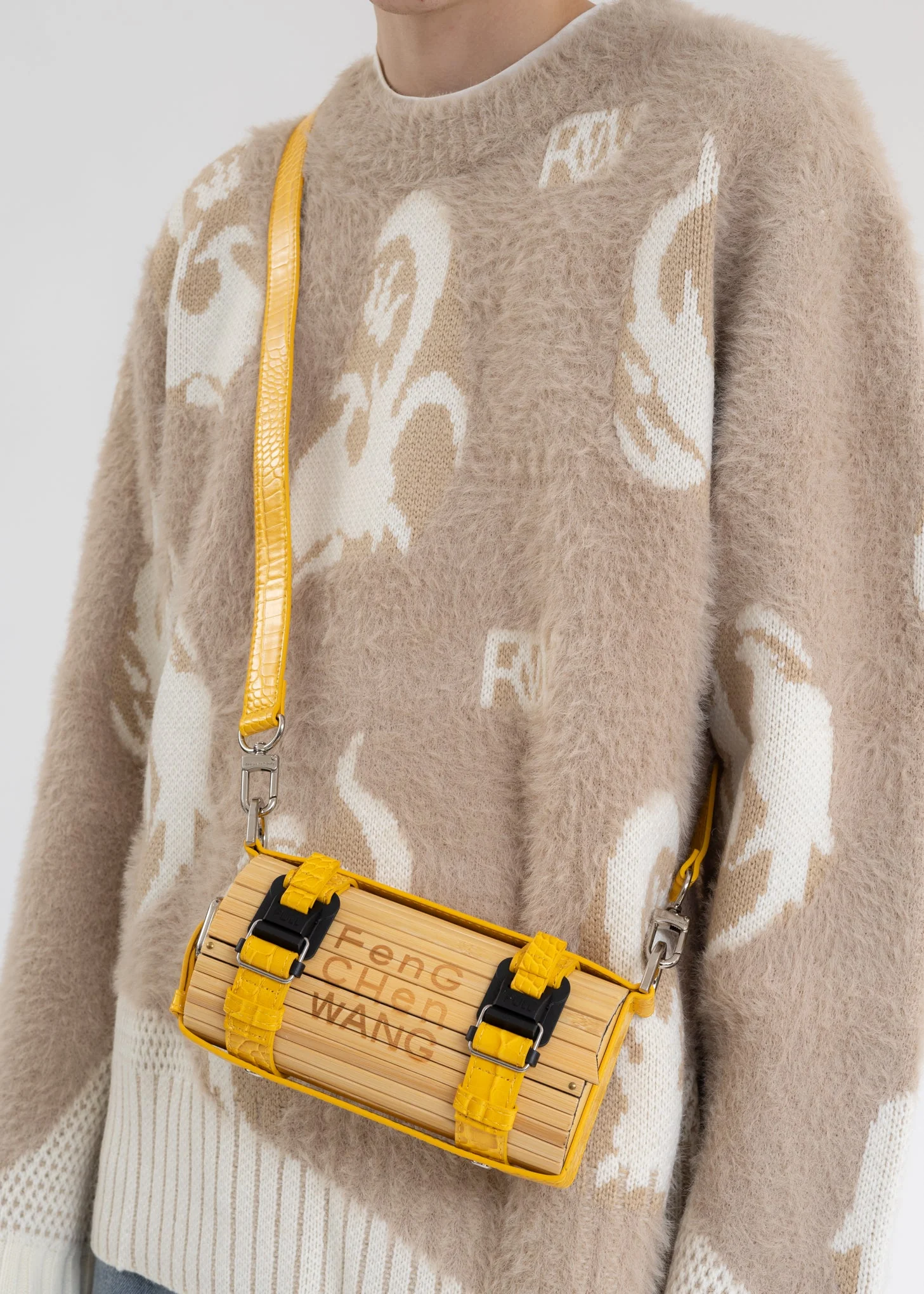 Yellow Croc Small Bamboo Bag - Image 3